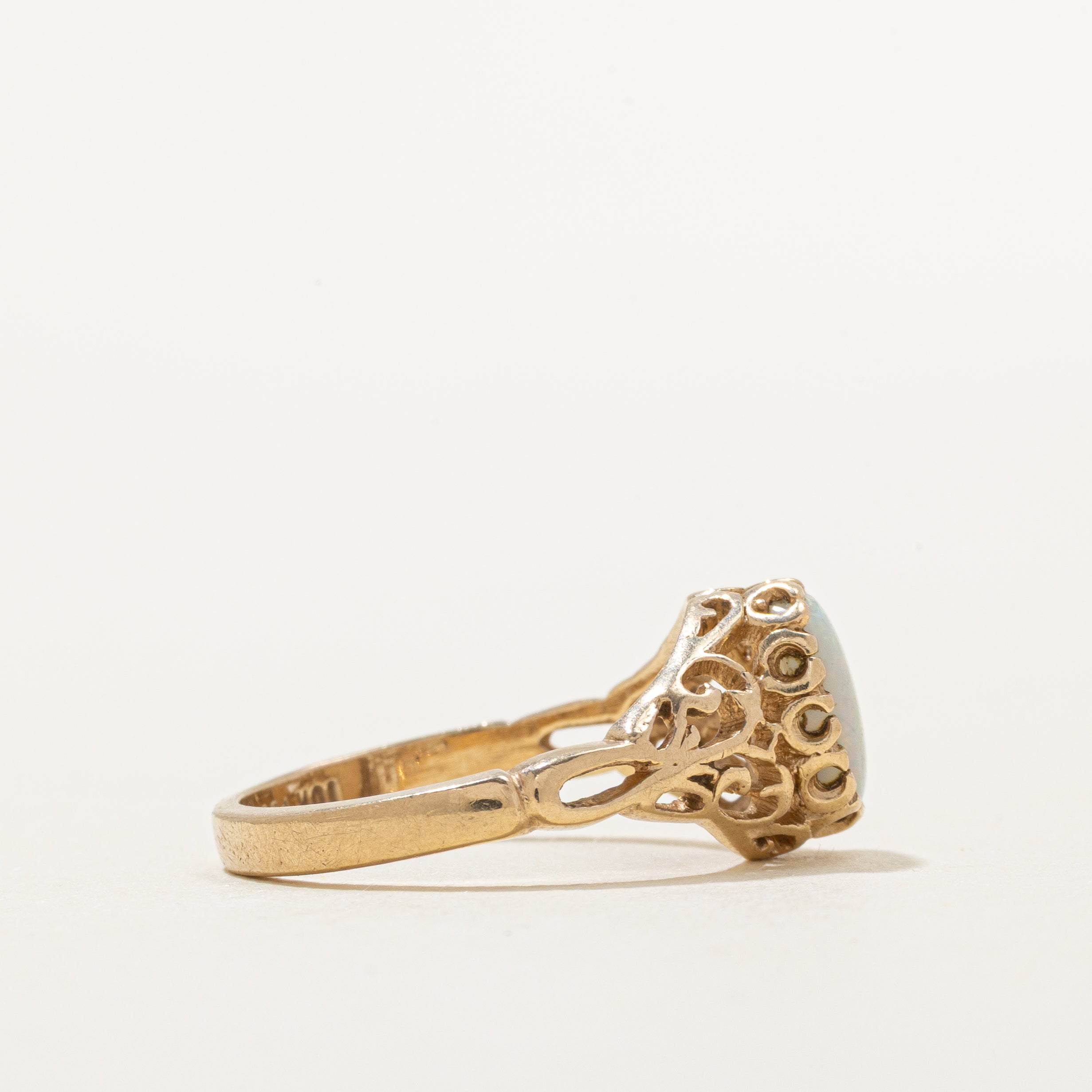 Cabochon Opal Openwork Ring | 0.54ct | SZ 6