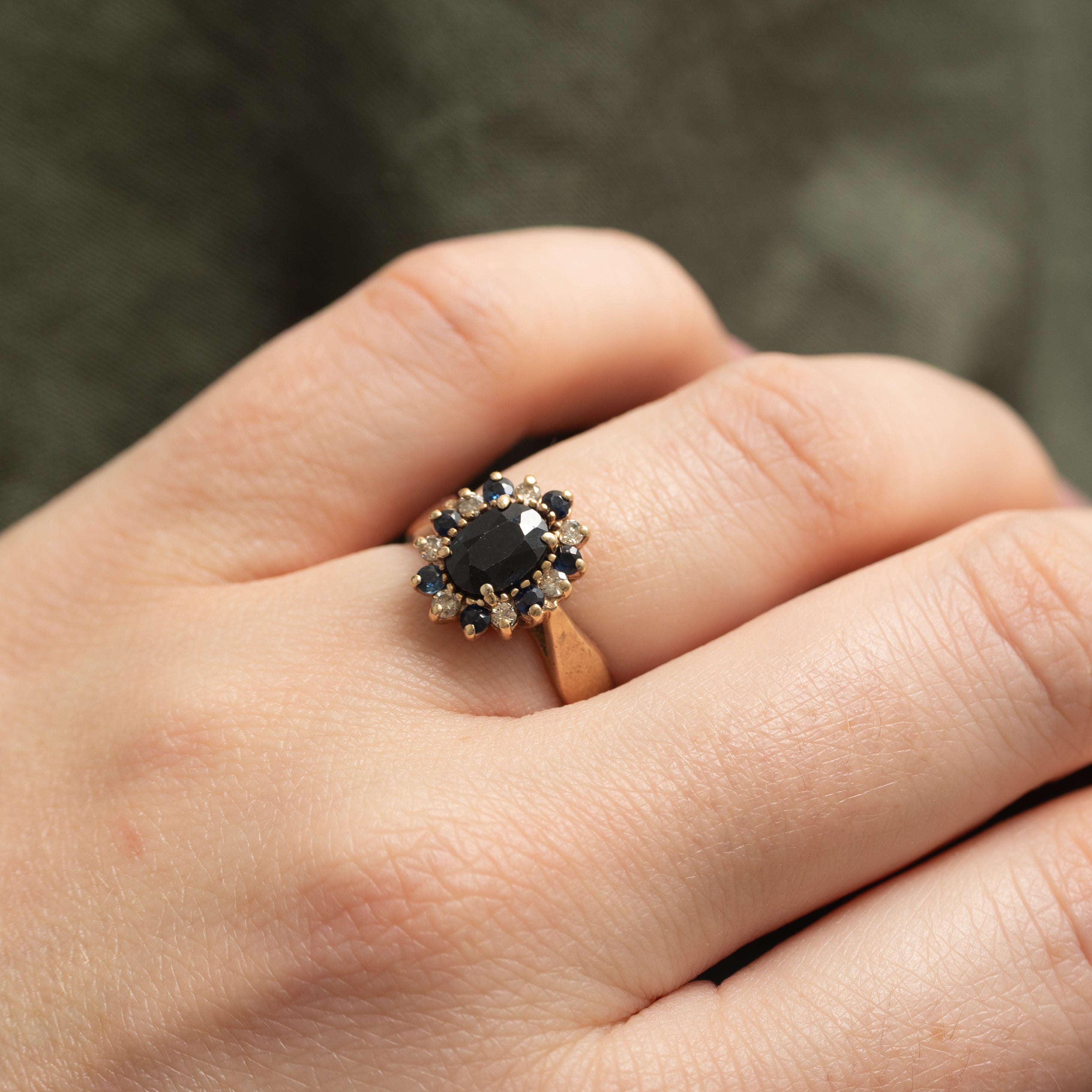 Oval Cut Sapphire & Diamond Petal Halo Ring | 1.0ctw, 0.21ctw | SZ 4.75 |