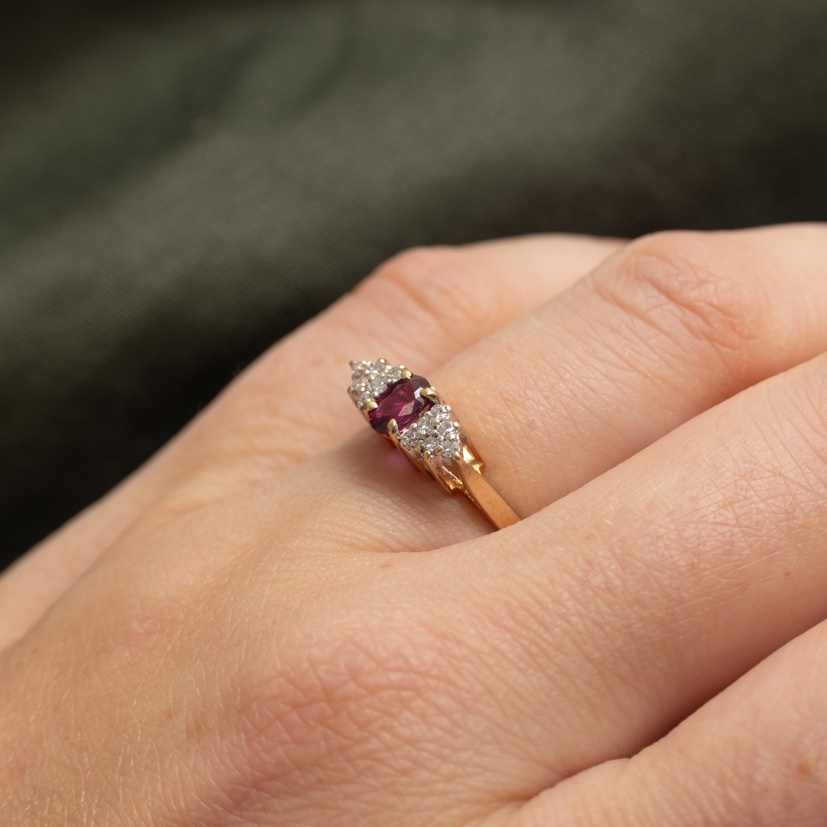 Oval Cut Ruby & Diamond Accented Ring | 0.38ct, 0.12ctw | SZ 5.75