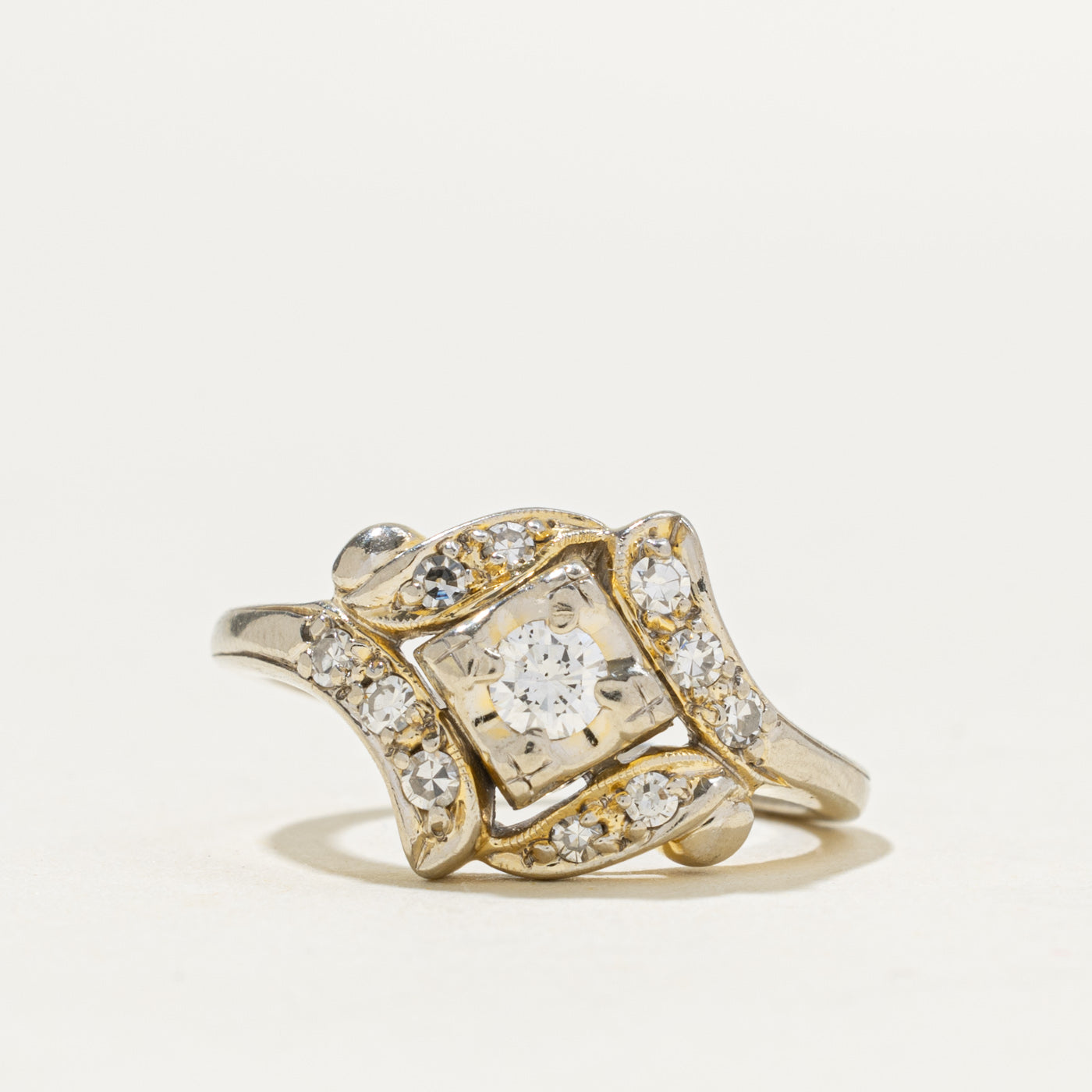 Illusion Set Diamond Scrollwork Cocktail Ring | 0.35ctw | SZ 6.25