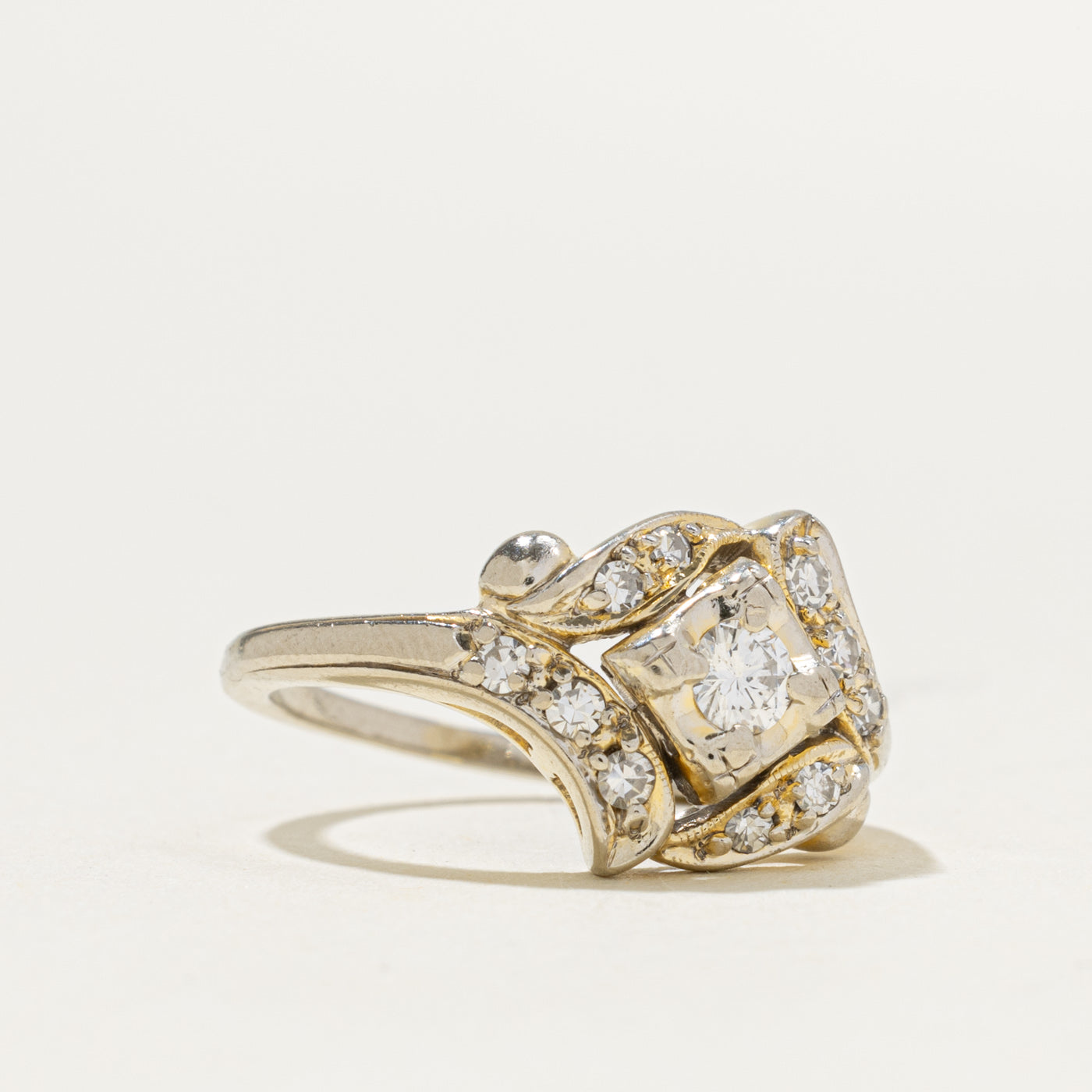 Illusion Set Diamond Scrollwork Cocktail Ring | 0.35ctw | SZ 6.25
