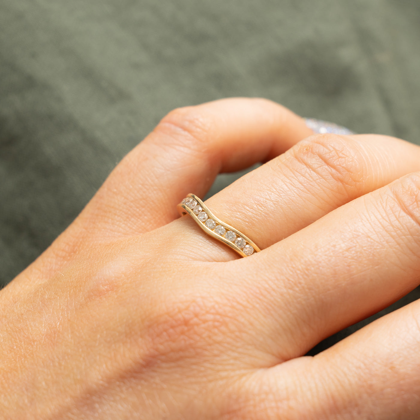 14k Semi Eternity Diamond Contour Band | 0.30ctw | SZ 8.25