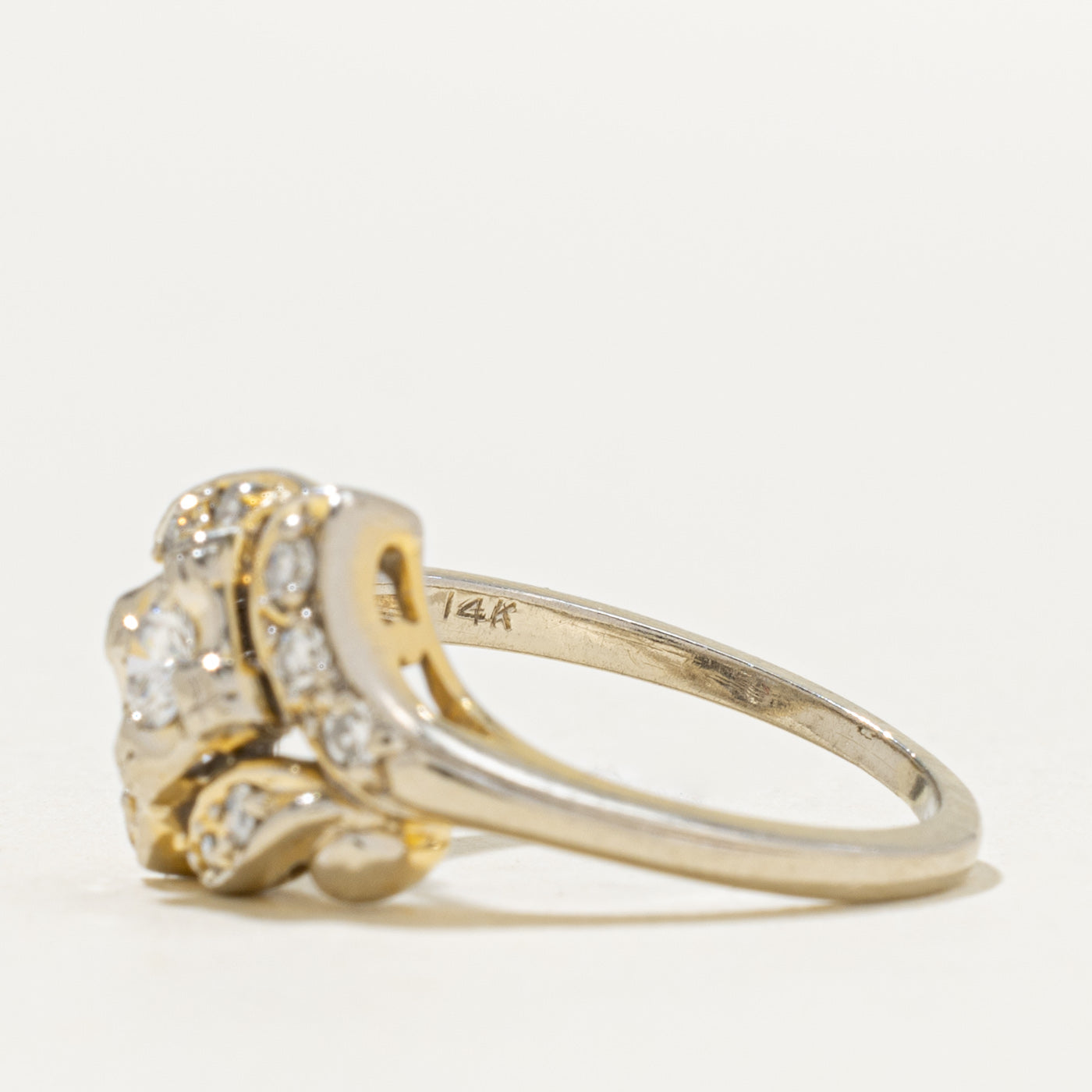 Illusion Set Diamond Scrollwork Cocktail Ring | 0.35ctw | SZ 6.25