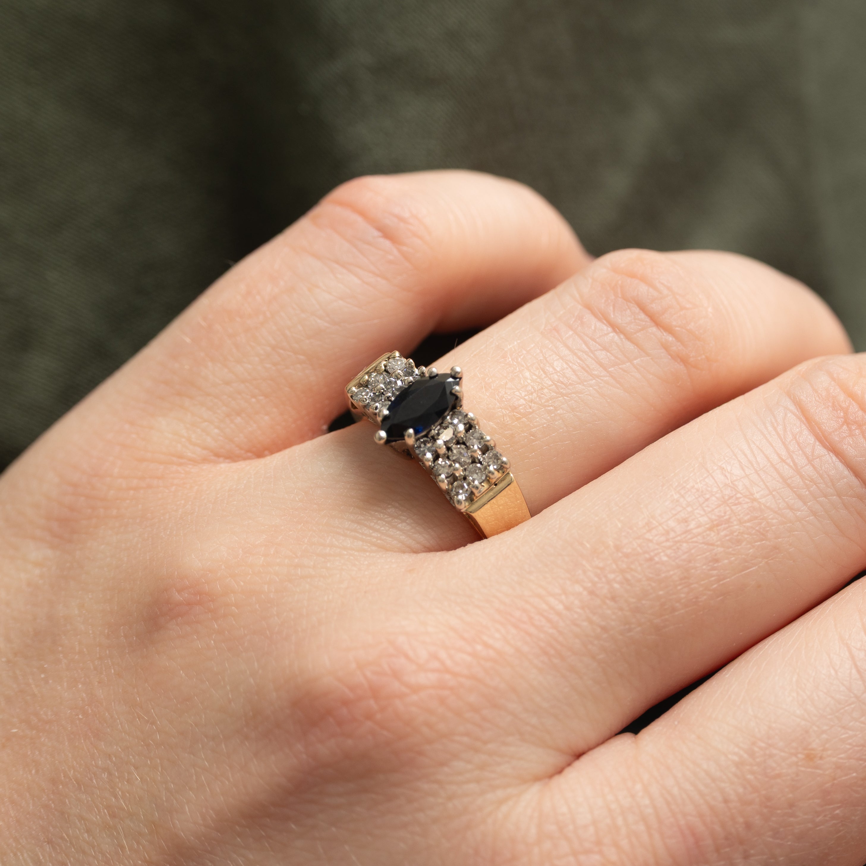 Marquise Cut Sapphire & Diamond Accented Ring | 0.6ct, 0.36ctw | SZ 6.25 |