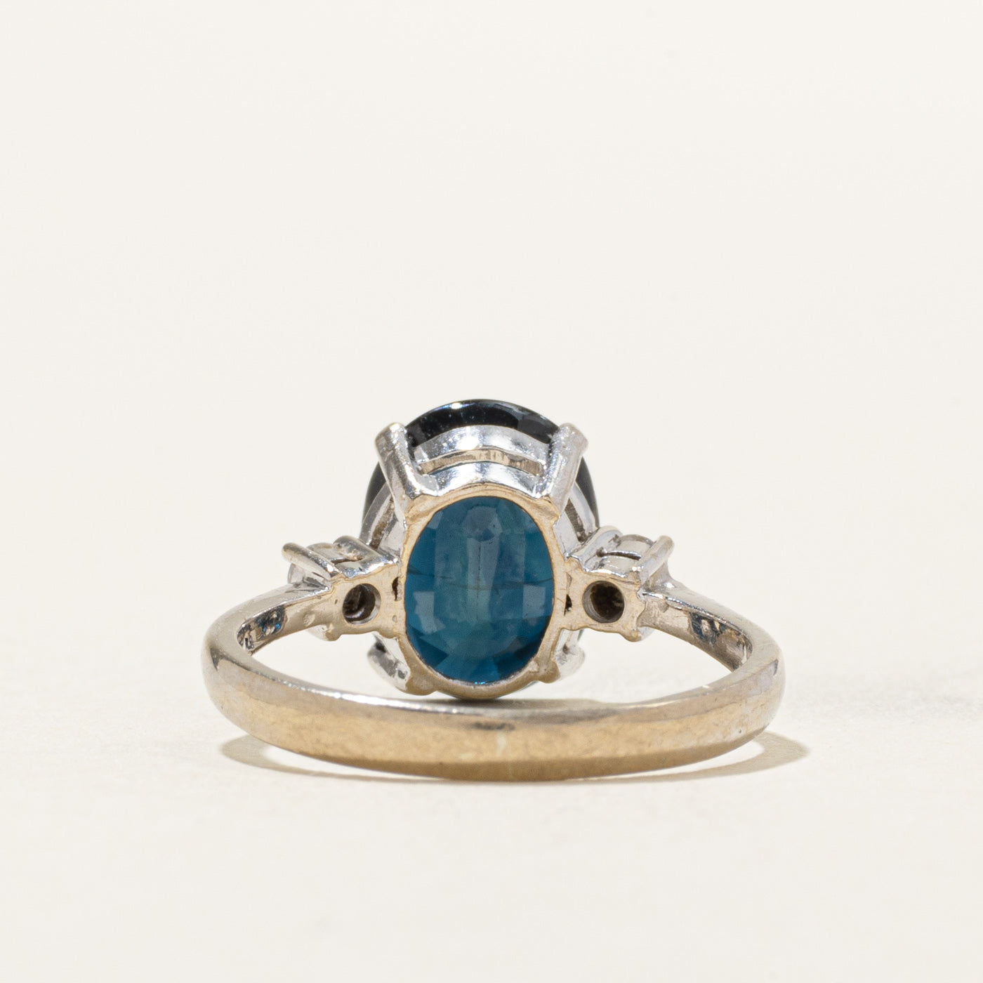 18k Oval Cut Sapphire & Diamond Accented Ring | 2.50ct, 0.08ctw | SZ 5