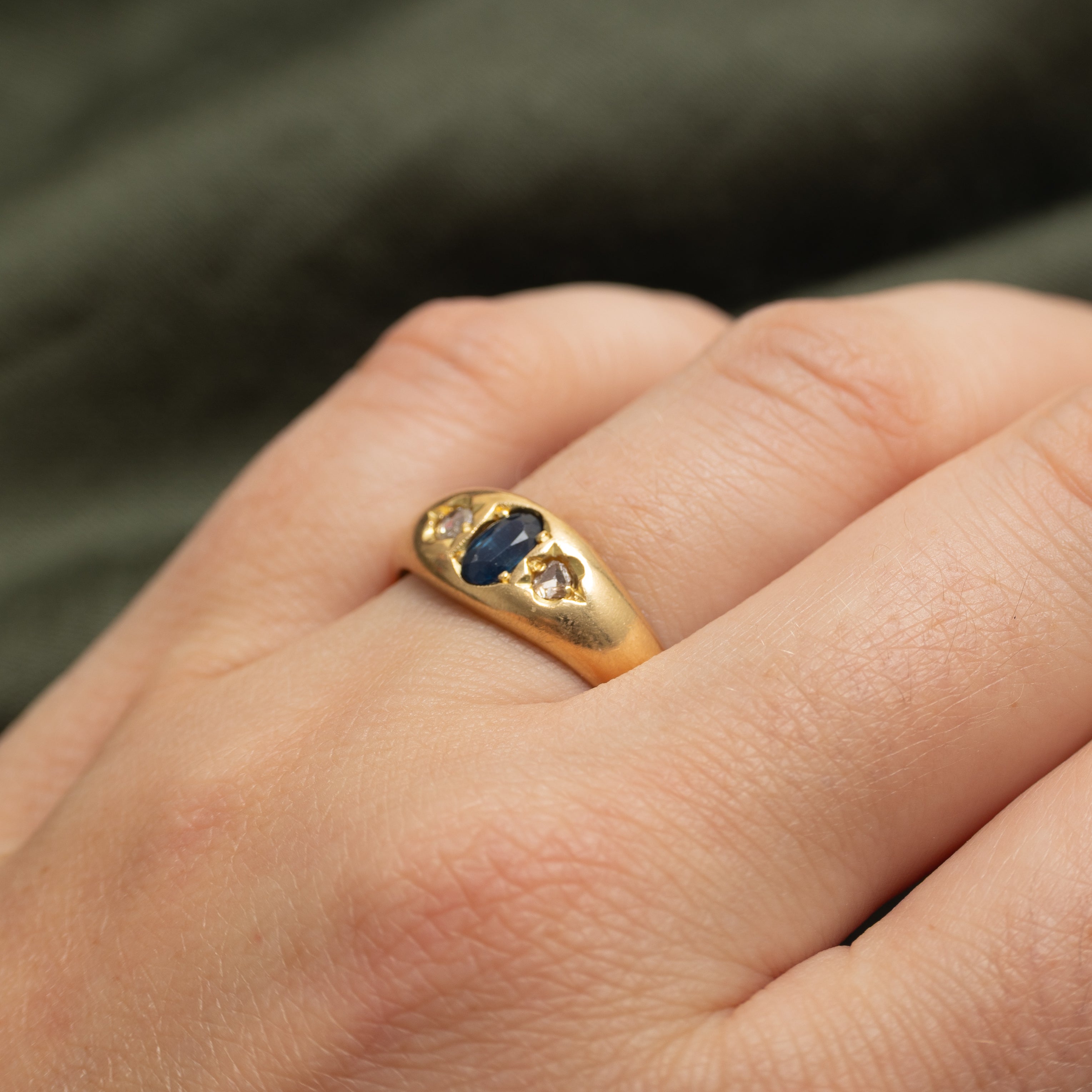 Oval Cut Sapphire & Diamond Ring | 0.33ct, 0.06ctw | SZ 9.75