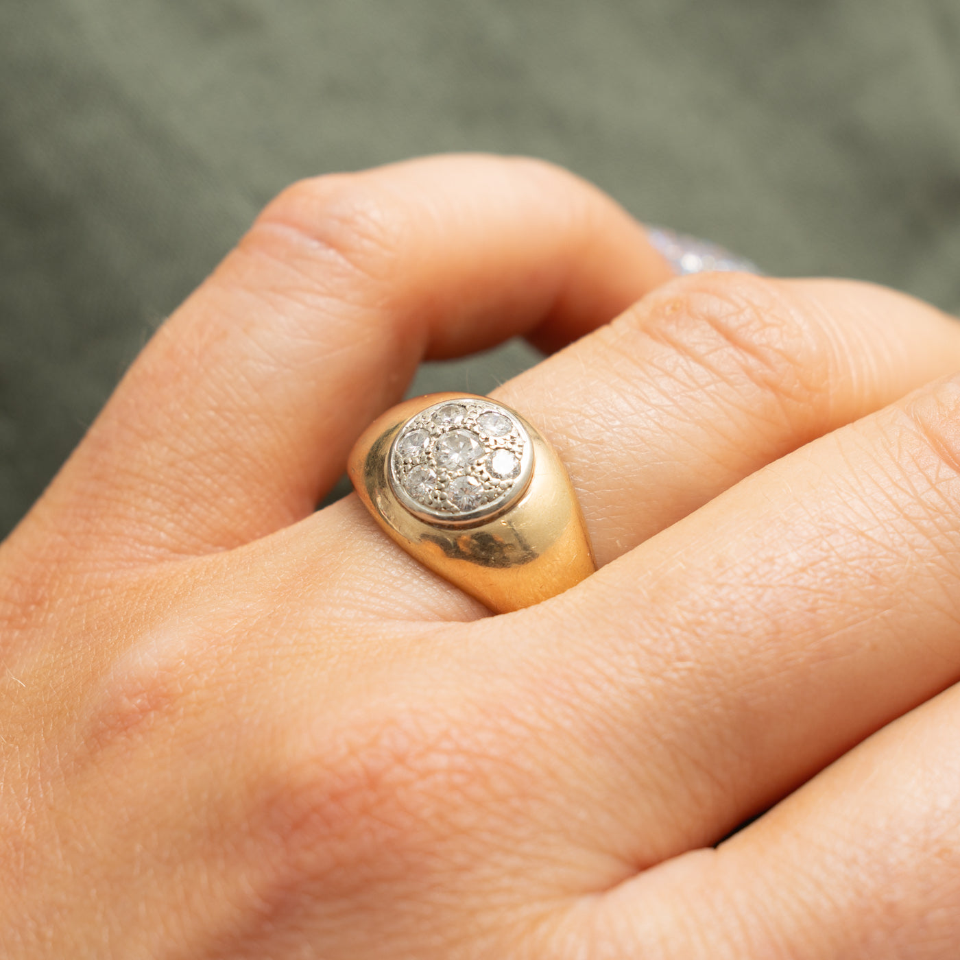 14k Yellow Gold Diamond Cluster Dome Ring | 0.28ctw | SZ 7.75