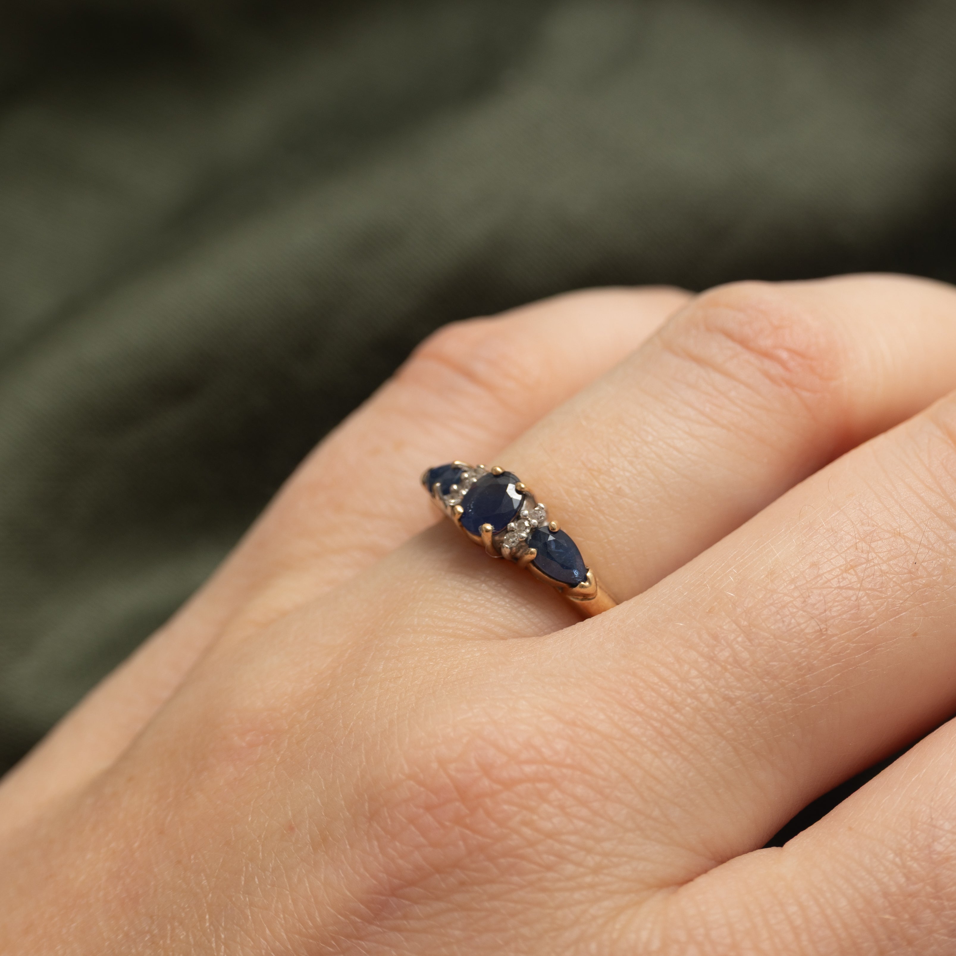 Pear Cut Sapphire & Diamond Ring | 0.95ctw, 0.03ctw | SZ 5.25