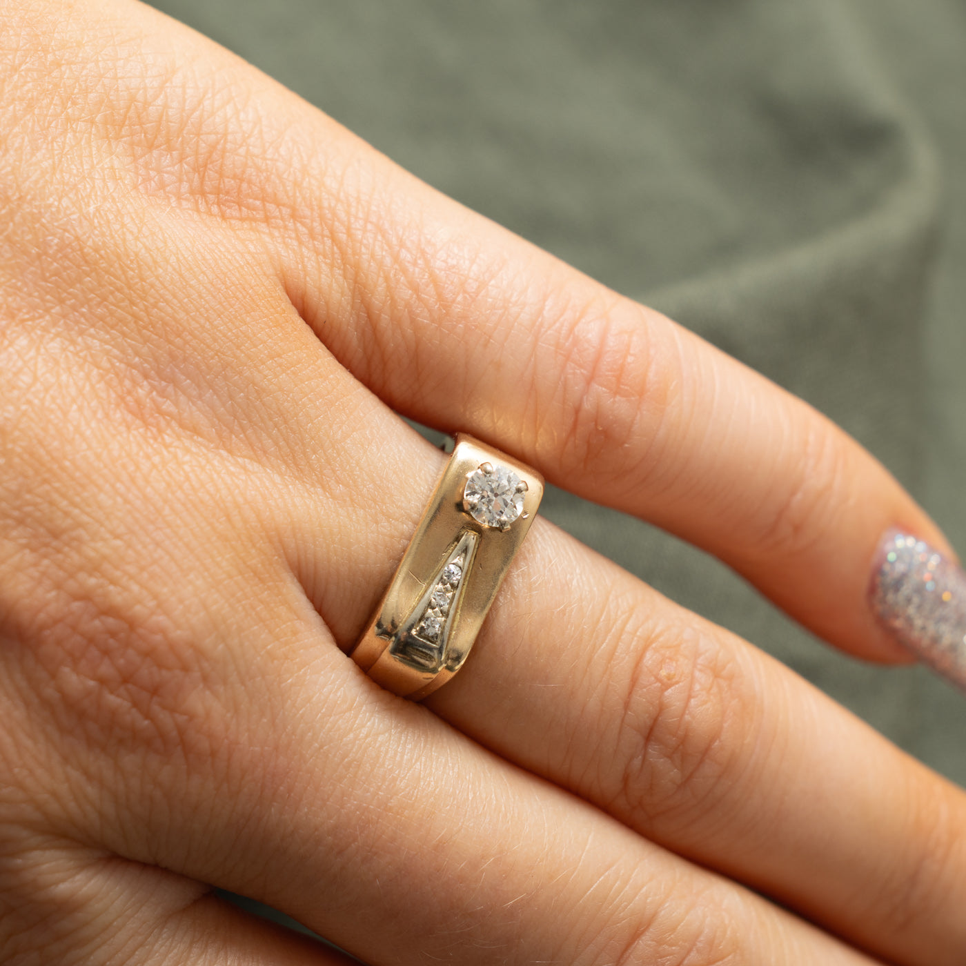 Diamond Accented Geometric Statement Ring | 0.40ctw | SZ 7.25