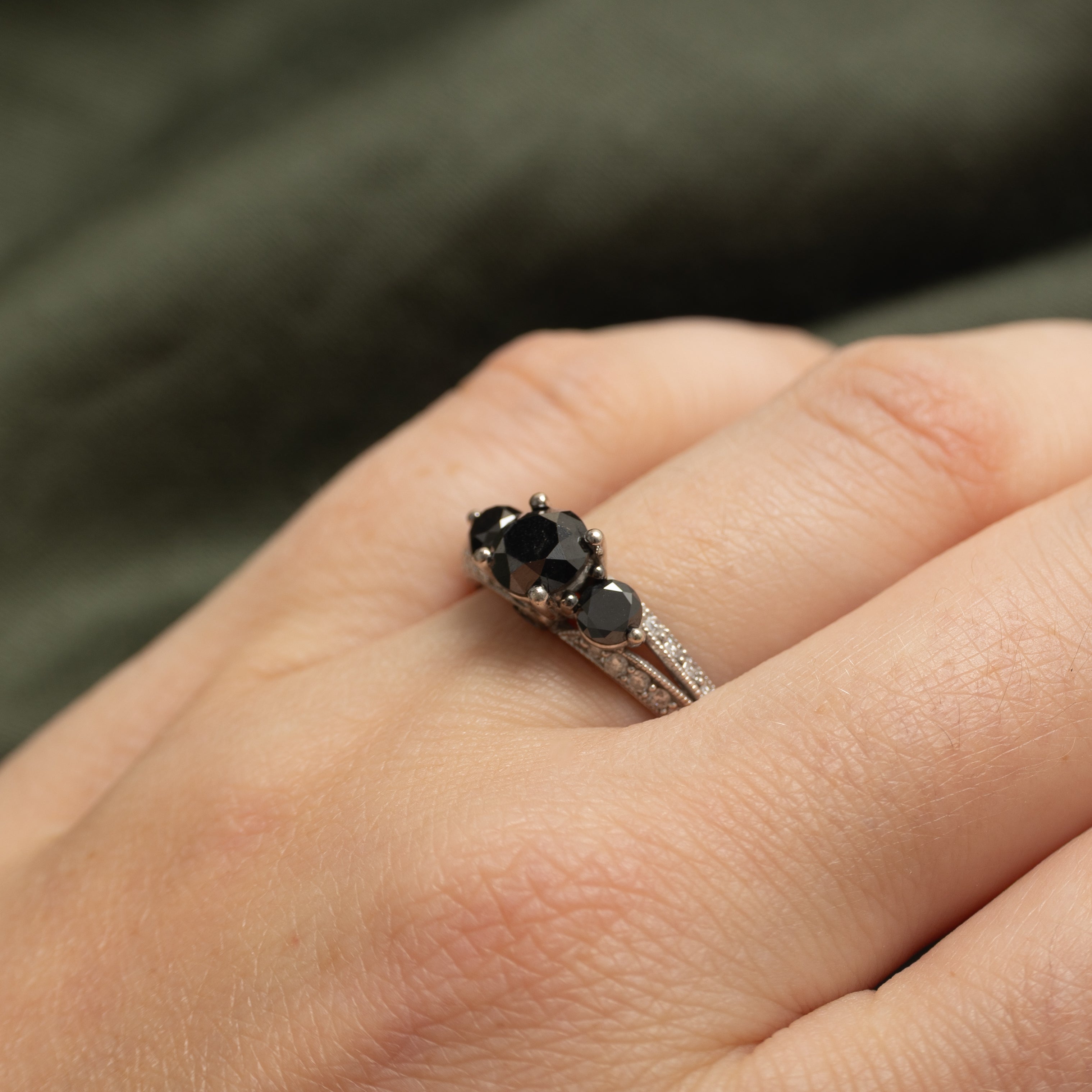Black Diamond & Diamond Accent Ornate Ring | 1.60ctw | SZ 8