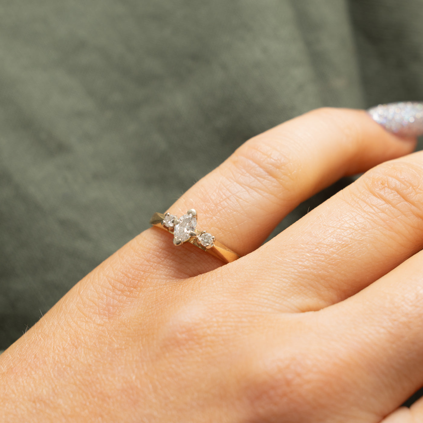 14k  Marquise Diamond Accented Ring | 0.46ctw | SZ 5.25