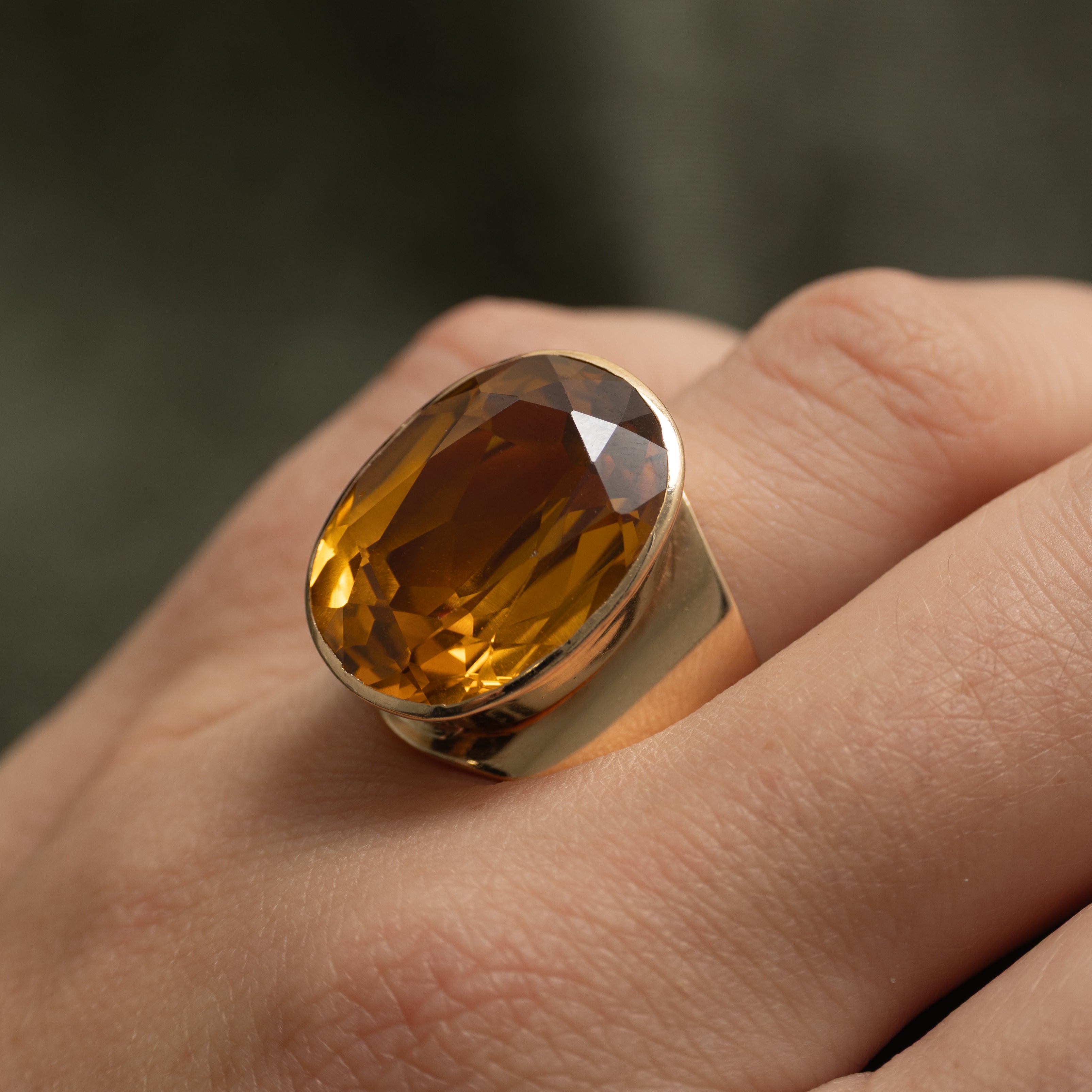 Bezel Set Citrine Cocktail Ring | 12.80ct | SZ 8