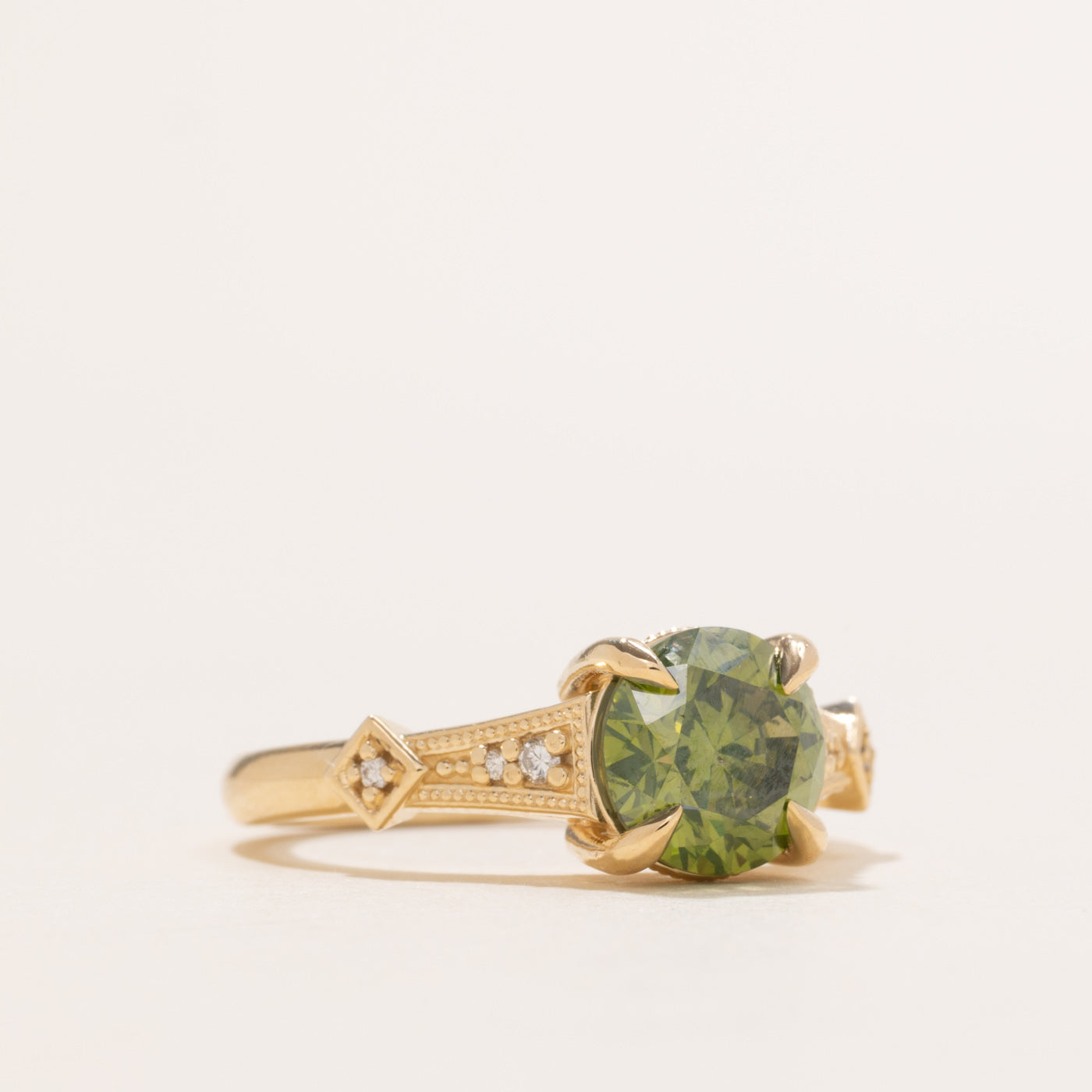 '100 Ways' Enhanced Fancy Vivid Yellow-Green Natural Diamond Claw Set Ring | 2.06ctw | SZ 6.75