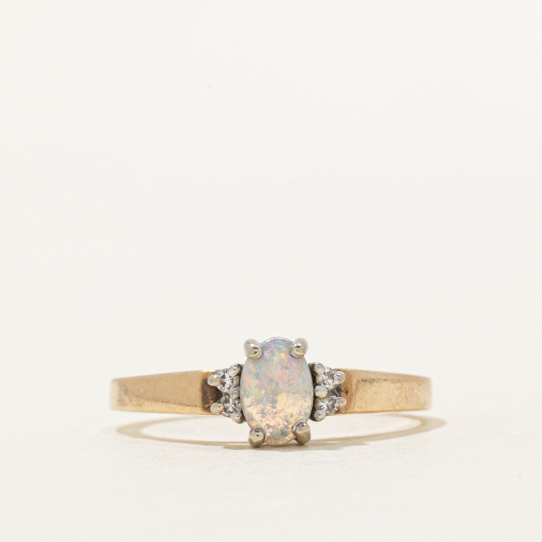 Cabochon Opal & Diamond Ring | 0.18ct, 0.08ctw | SZ 6