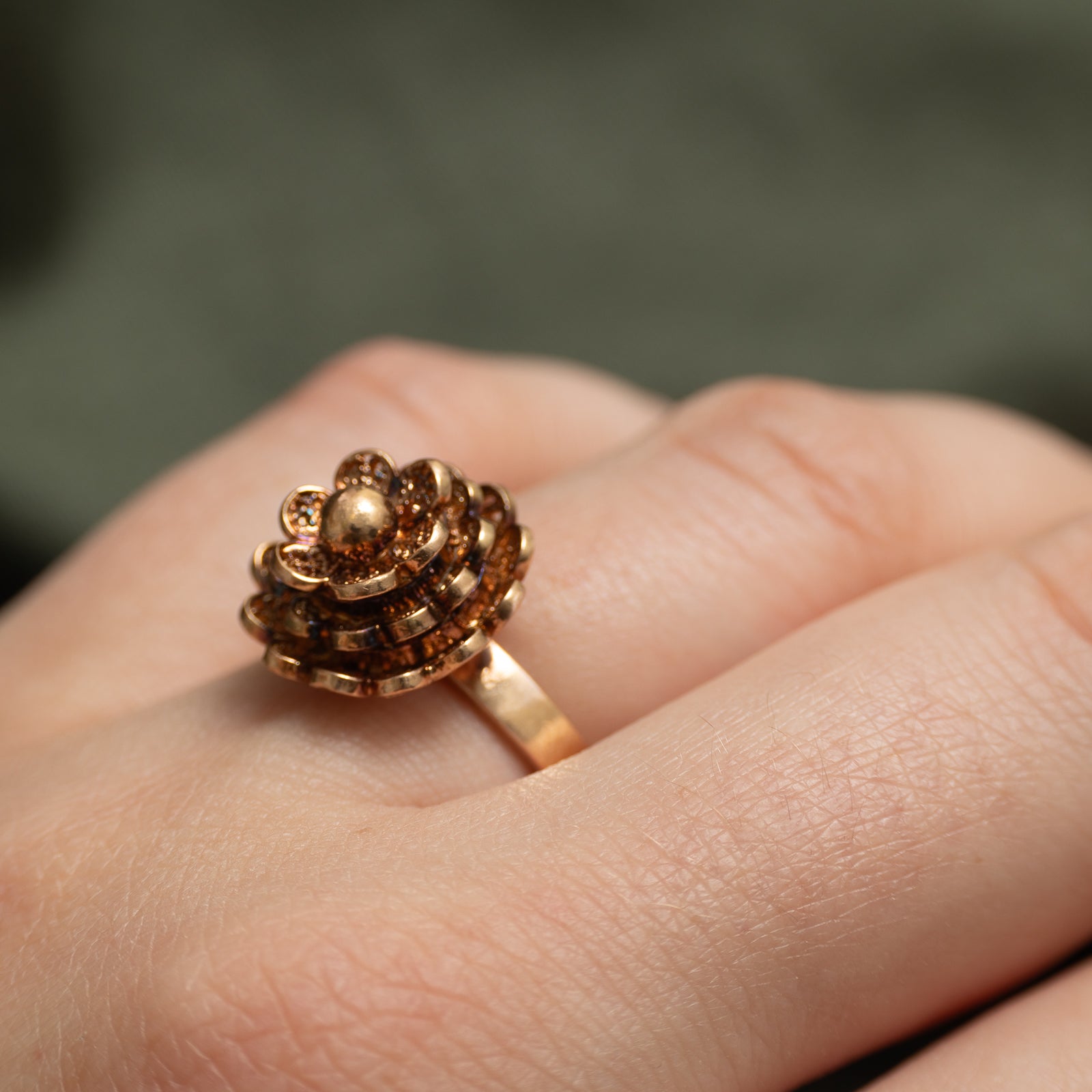 18k Rose Gold Zinnia Flower Openwork Ring | SZ 5.25