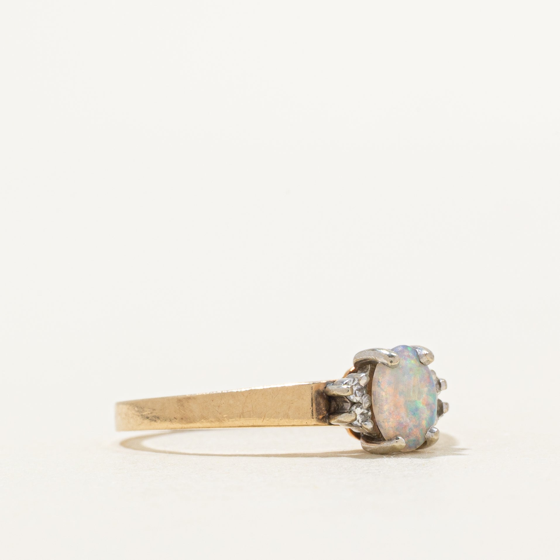 Cabochon Opal & Diamond Ring | 0.18ct, 0.08ctw | SZ 6