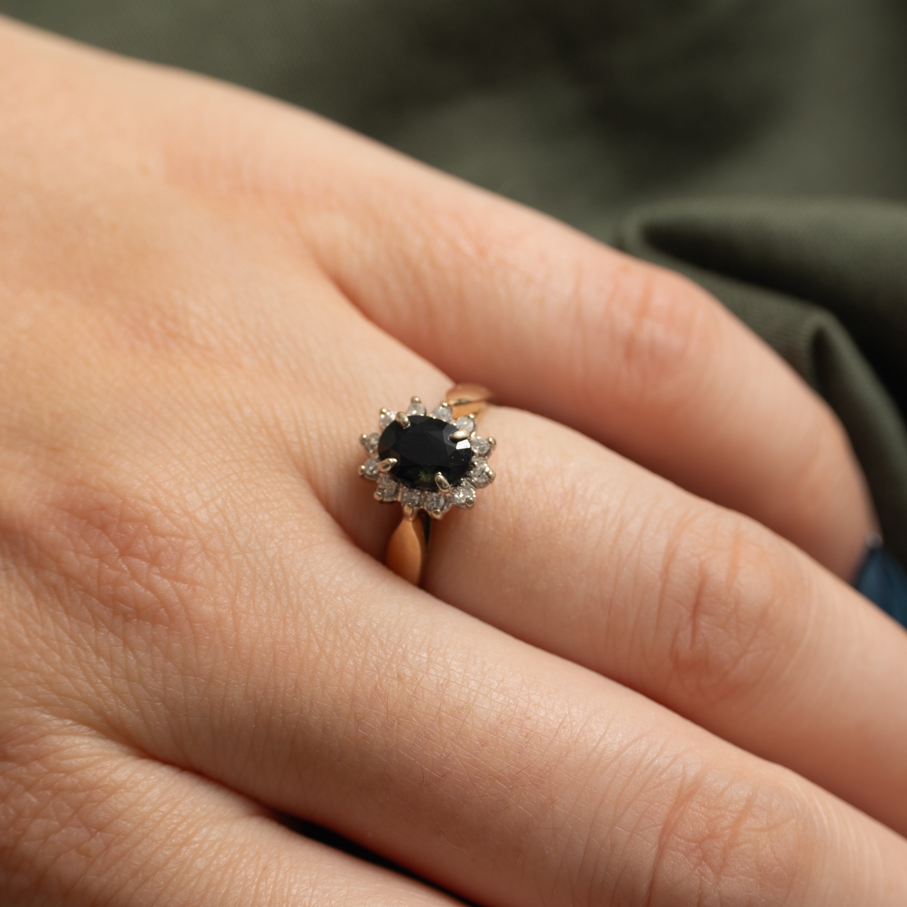 Oval Cut Sapphire & Diamond Petal Ring | 0.75ct, 0.10ctw | SZ 4.75