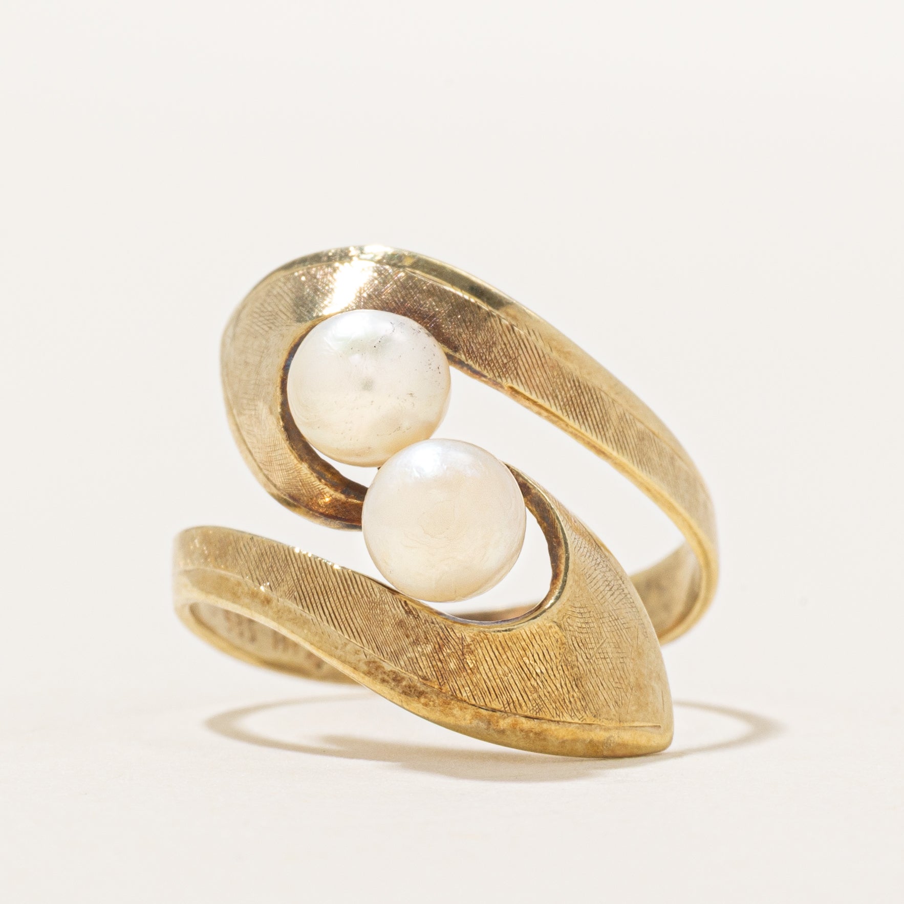 Double Pearl Bypass Cocktail Ring | SZ 6.25