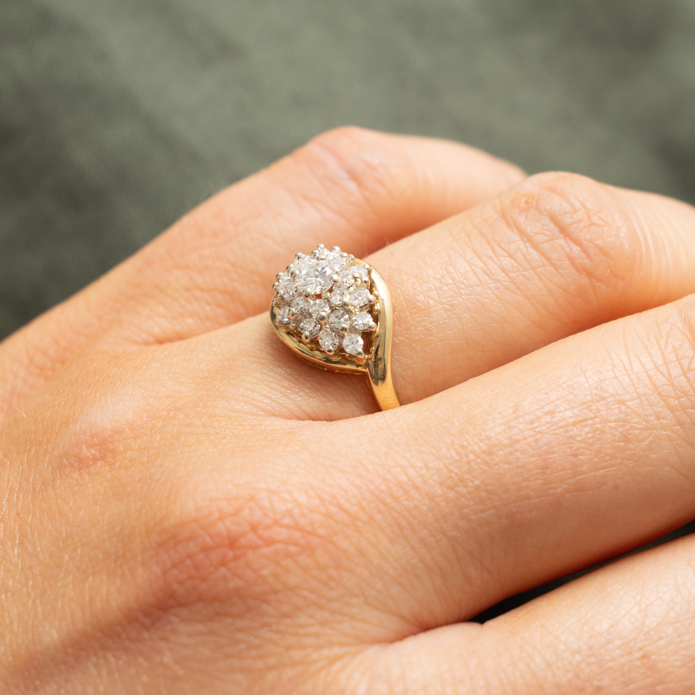 14k Yellow Gold Diamond Cluster Bypass Ring | 0.50ctw | SZ 6.25