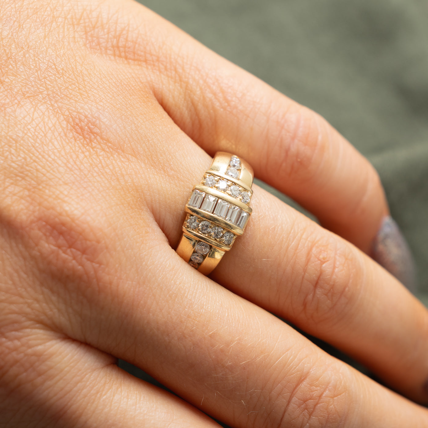 14k Diamond Multi Column Geometric Ring | 0.65ctw | SZ 7