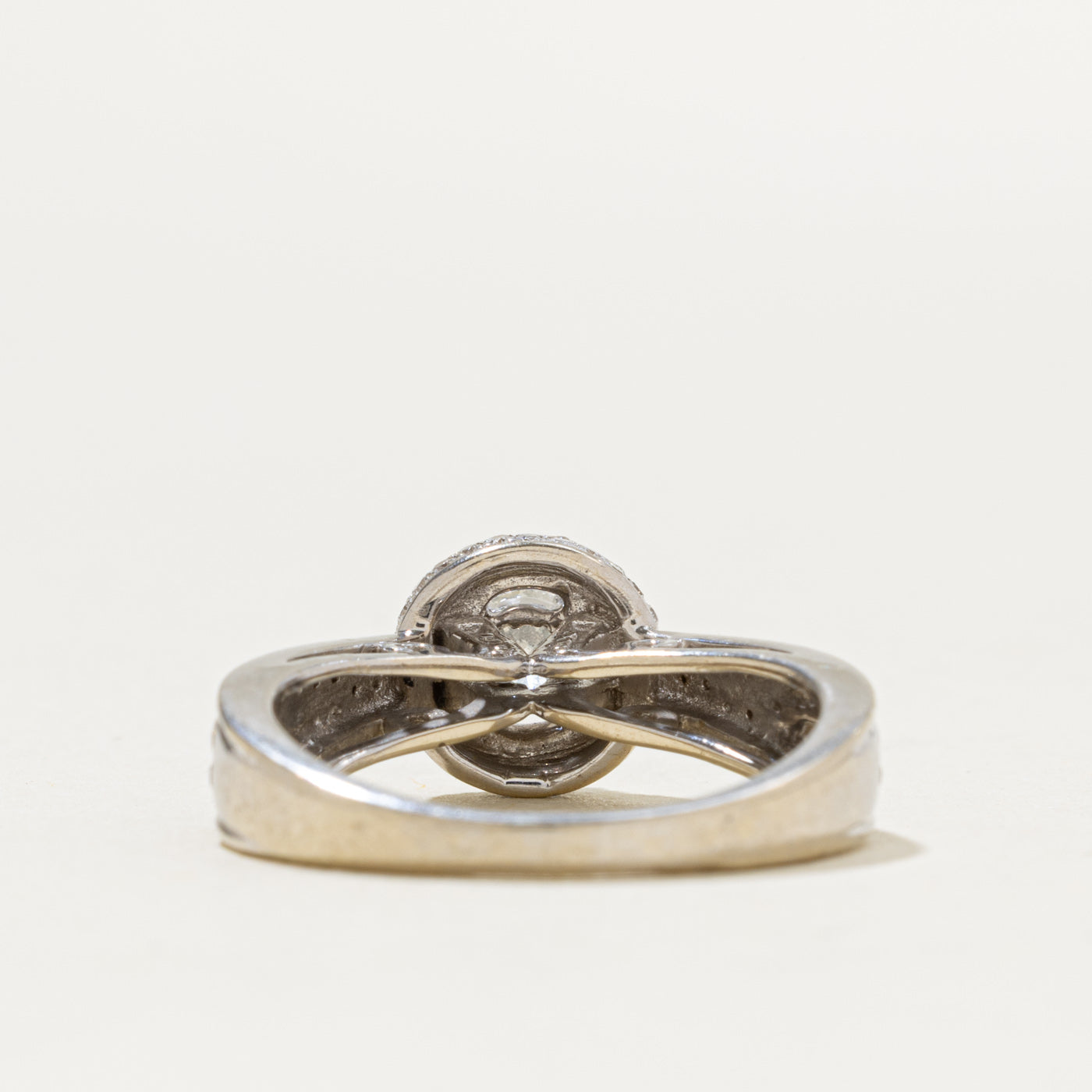 14k White Gold Diamond Halo Reverse Tapered Ring | 0.45ctw | SZ 7