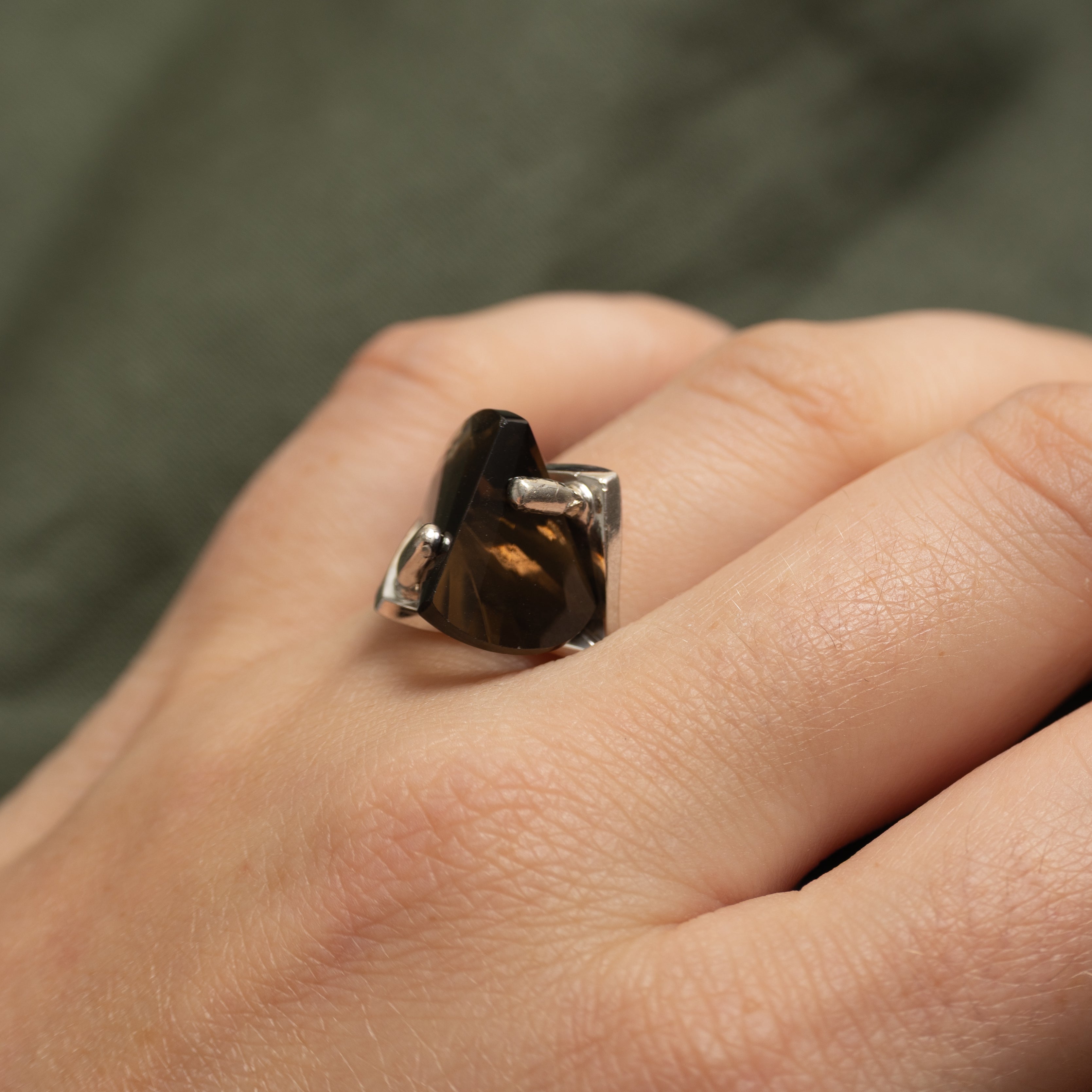 Smoky Quartz Abstract Ring | 12.00ct | SZ 6.5