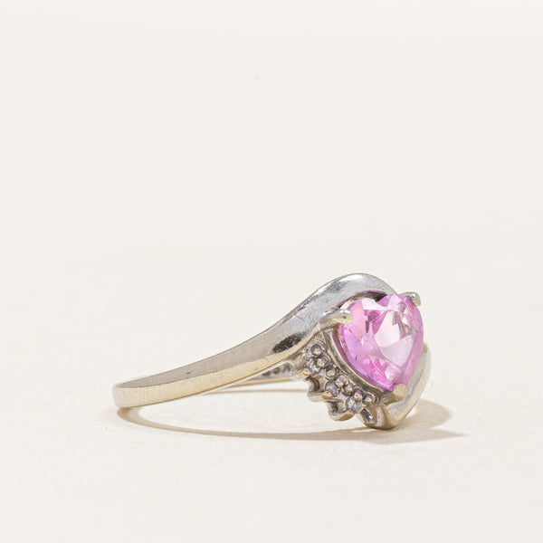 Synthetic Pink Sapphire Heart & Natural Diamond Ring | 1.01ct, 0.02ctw | SZ 6.75 |