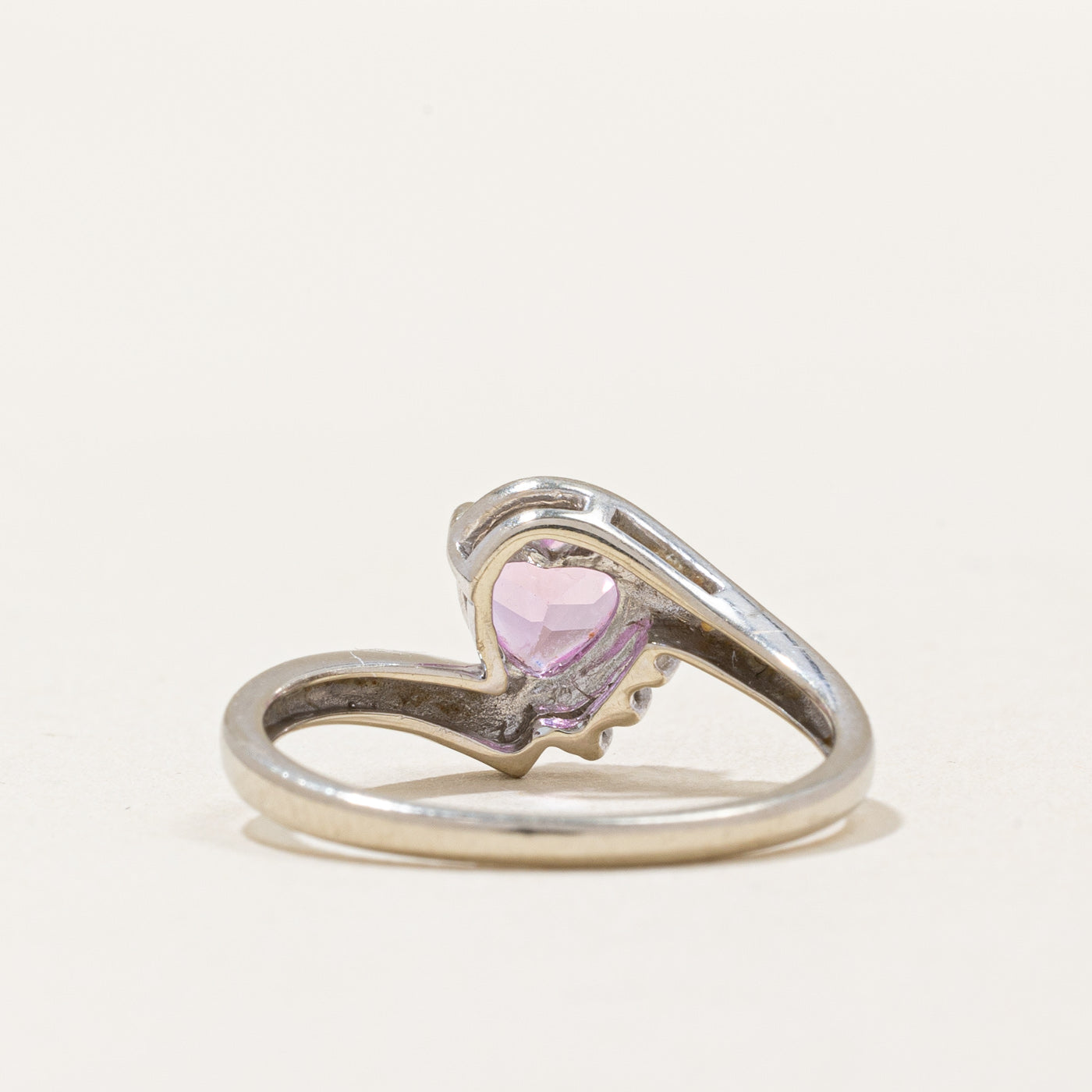 Synthetic Pink Sapphire Heart & Natural Diamond Ring | 1.01ct, 0.02ctw | SZ 6.75 |