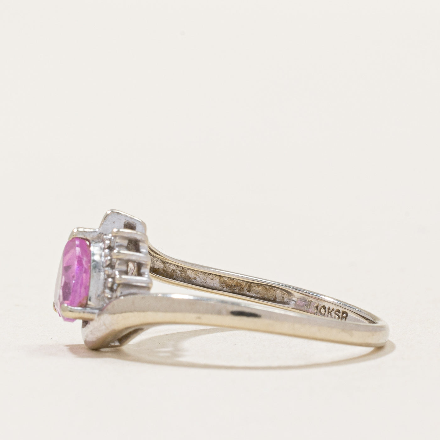 Synthetic Pink Sapphire Heart & Natural Diamond Ring | 1.01ct, 0.02ctw | SZ 6.75 |