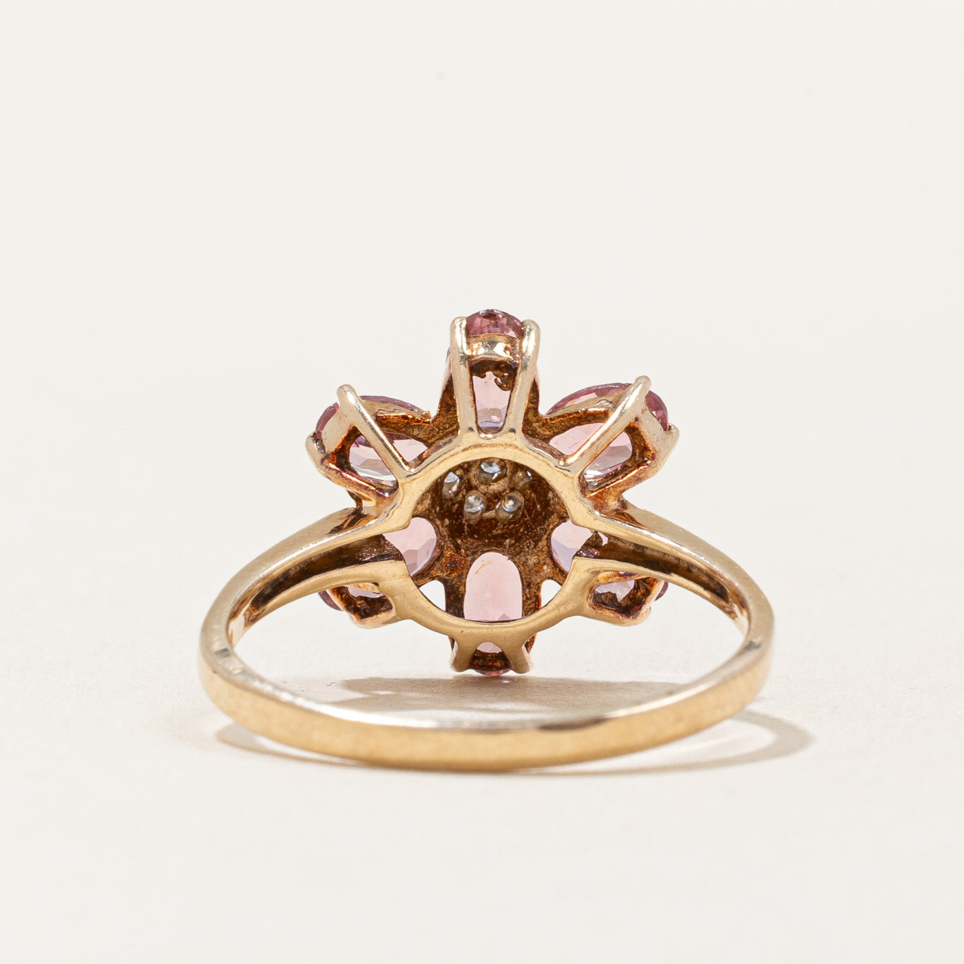 Tourmaline & Diamond Flower Ring | 1.02ctw, 0.04ctw | SZ 7 |