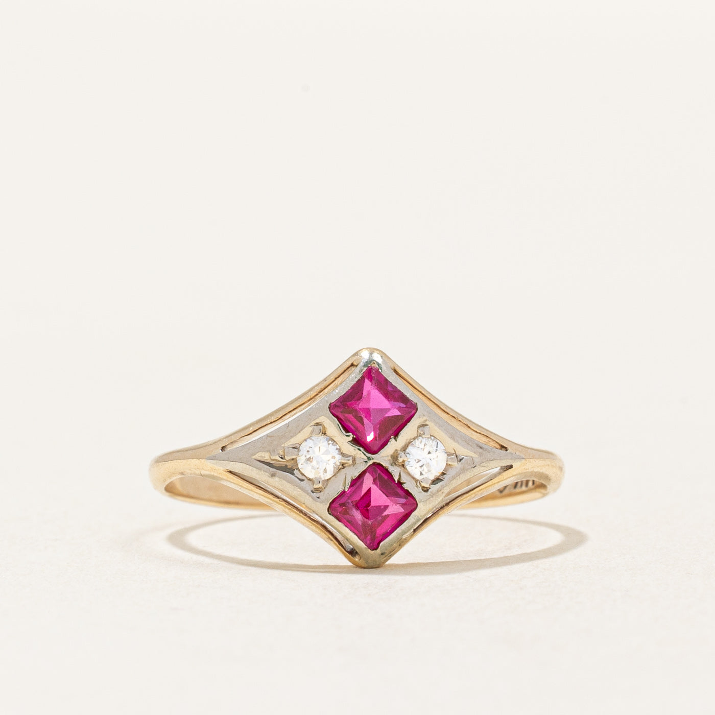 Synthetic Ruby & Natural Diamond Ring | 0.40ctw, 0.06ctw | SZ 6.25 |