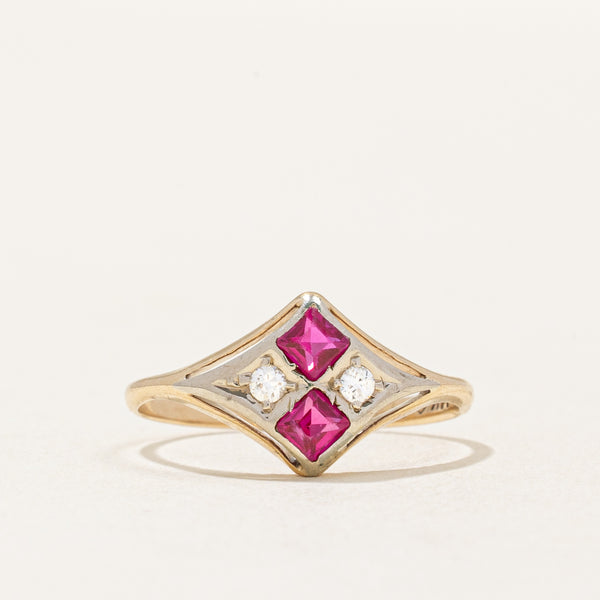 Synthetic Ruby & Natural Diamond Ring | 0.40ctw, 0.06ctw | SZ 6.25 |