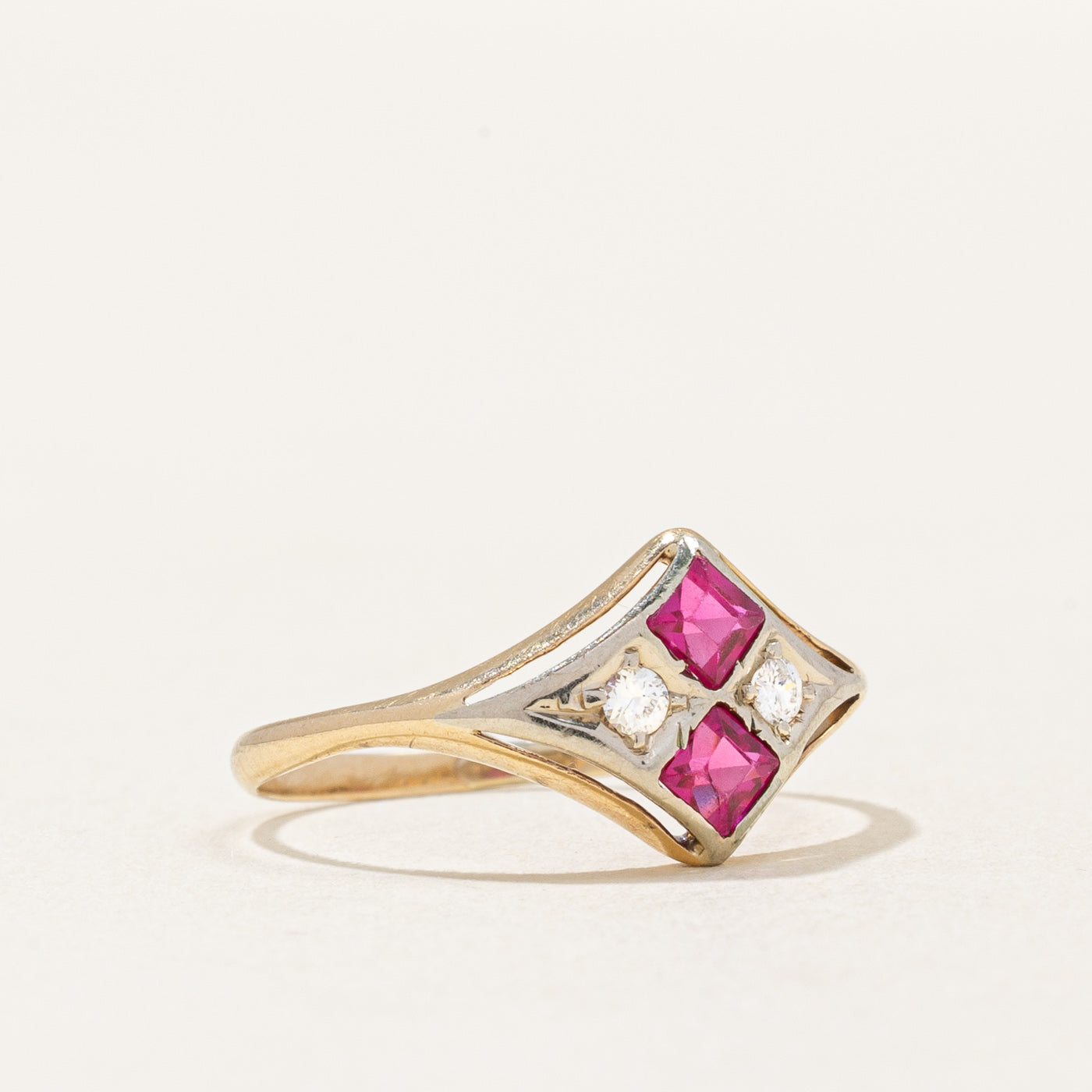 Synthetic Ruby & Natural Diamond Ring | 0.40ctw, 0.06ctw | SZ 6.25 |