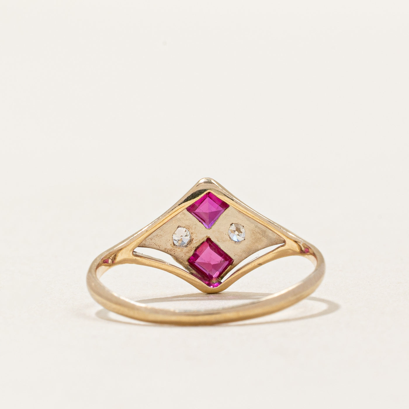 Synthetic Ruby & Natural Diamond Ring | 0.40ctw, 0.06ctw | SZ 6.25 |