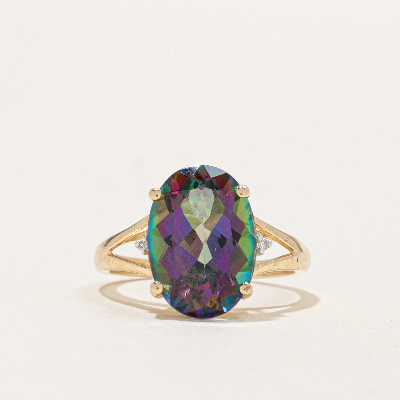 Mystic Topaz & Diamond Cocktail Ring | 6.10ct | SZ 7 |