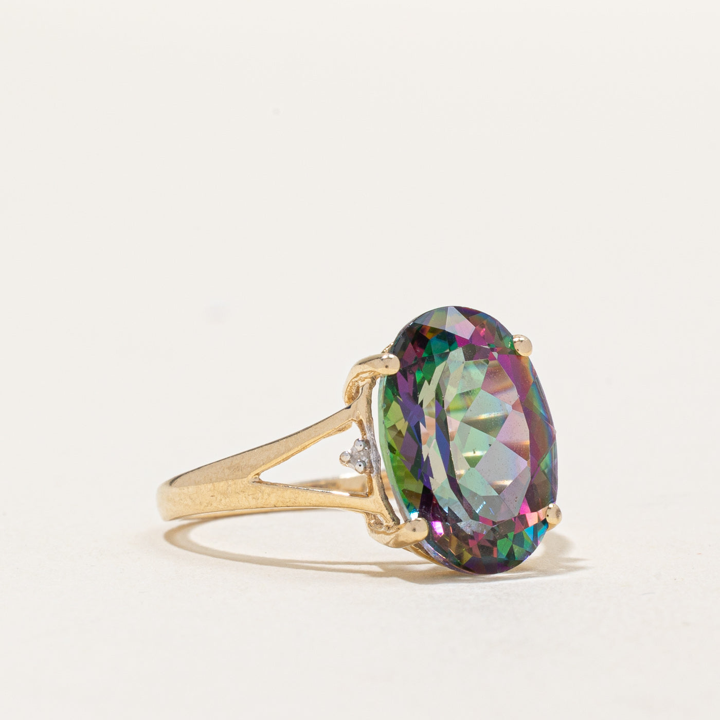 Mystic Topaz & Diamond Cocktail Ring | 6.10ct | SZ 7 |