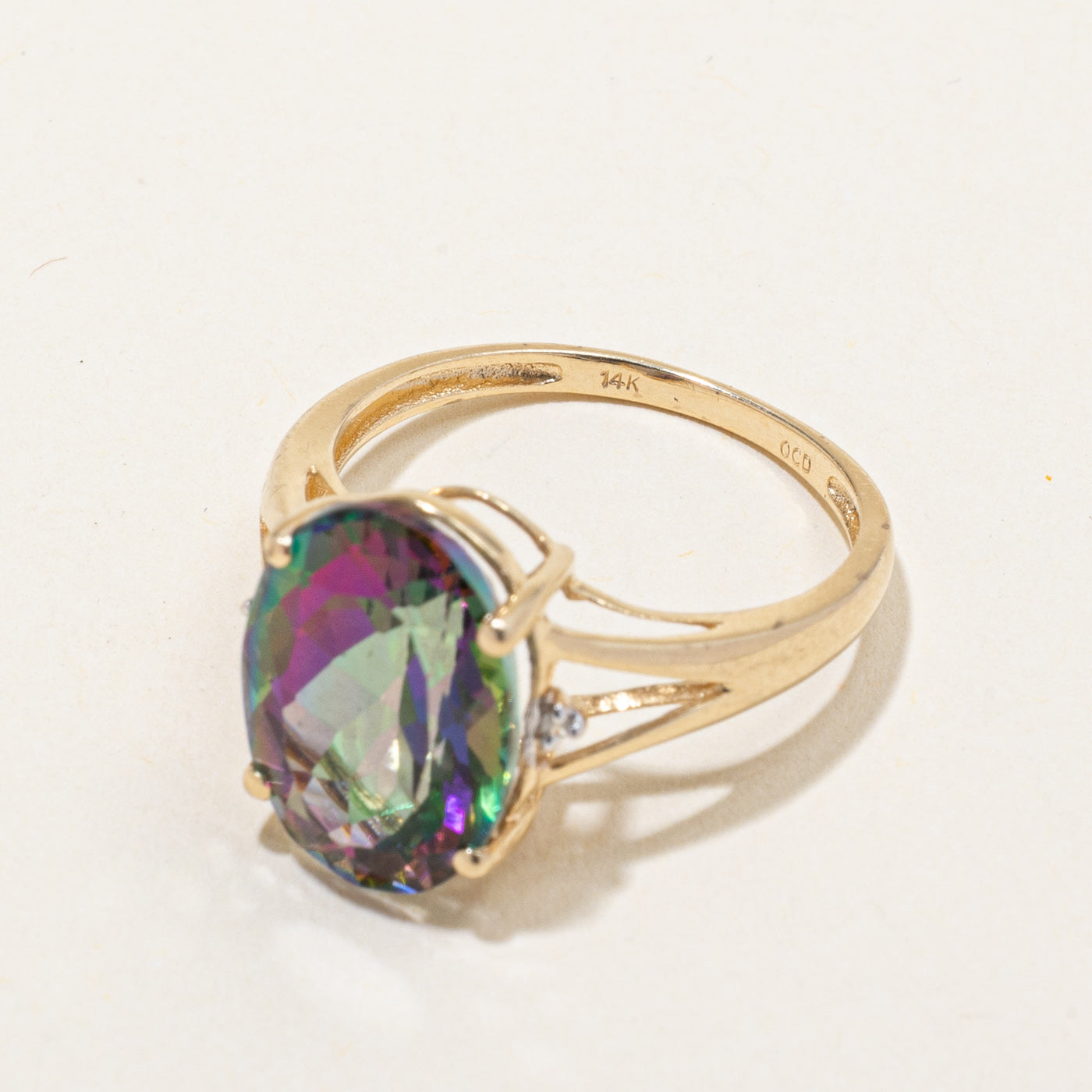 Mystic Topaz & Diamond Cocktail Ring | 6.10ct | SZ 7 |