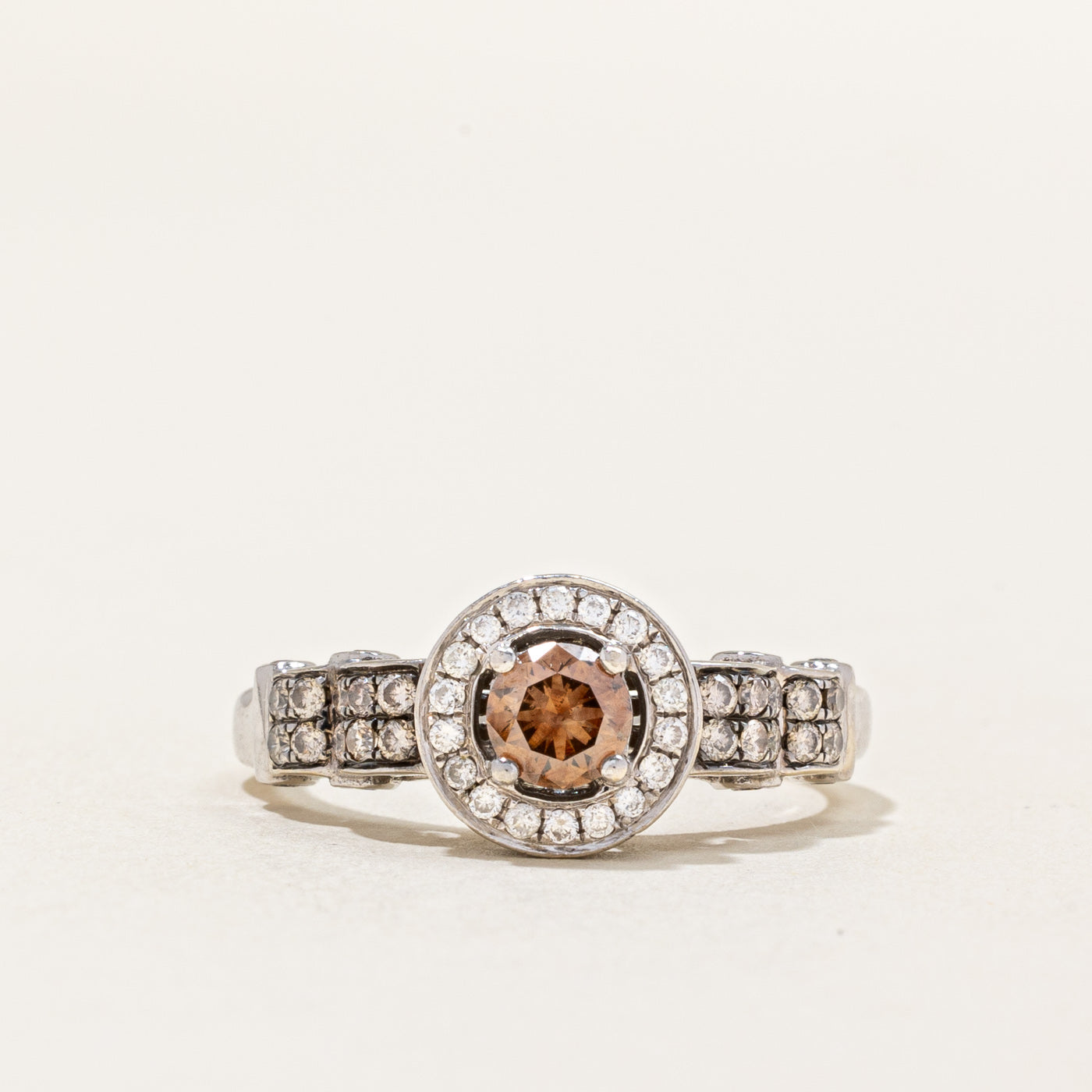 'Le Vian' Chocolate & Vanilla Diamond Halo Engagement Ring | 0.40ct, 0.88ctw | SZ 8.25 |