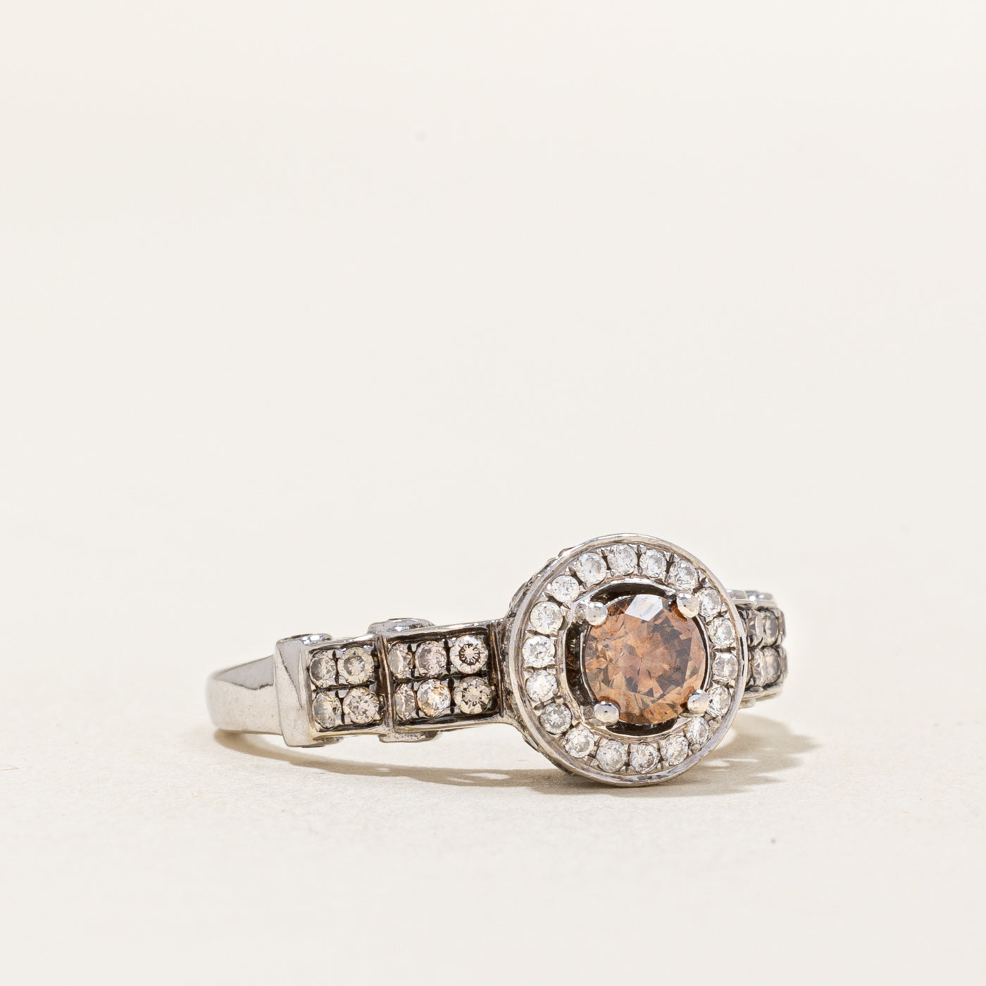 'Le Vian' Chocolate & Vanilla Diamond Halo Engagement Ring | 0.40ct, 0.88ctw | SZ 8.25 |