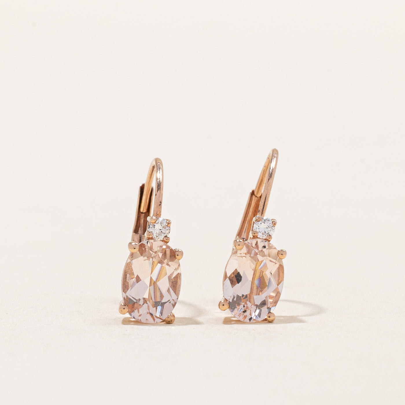 Morganite & Diamond Earrings | 1.60ctw, 0.04ctw |