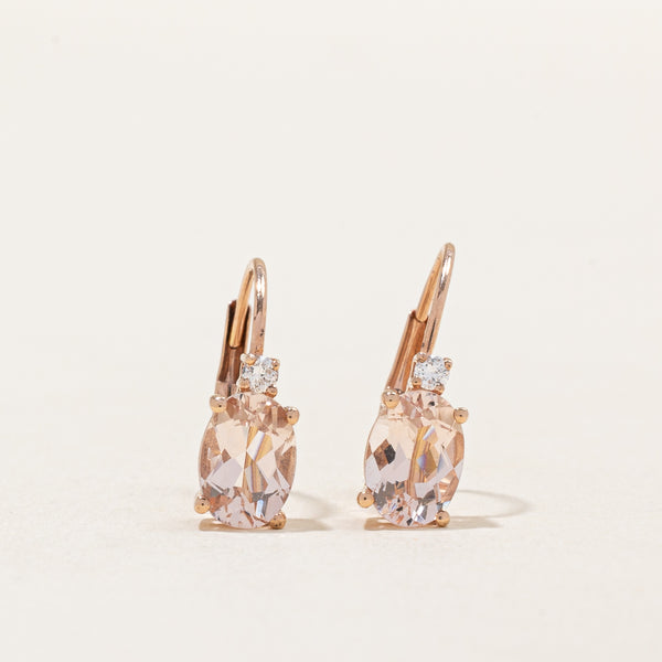 Morganite & Diamond Earrings | 1.60ctw, 0.04ctw |