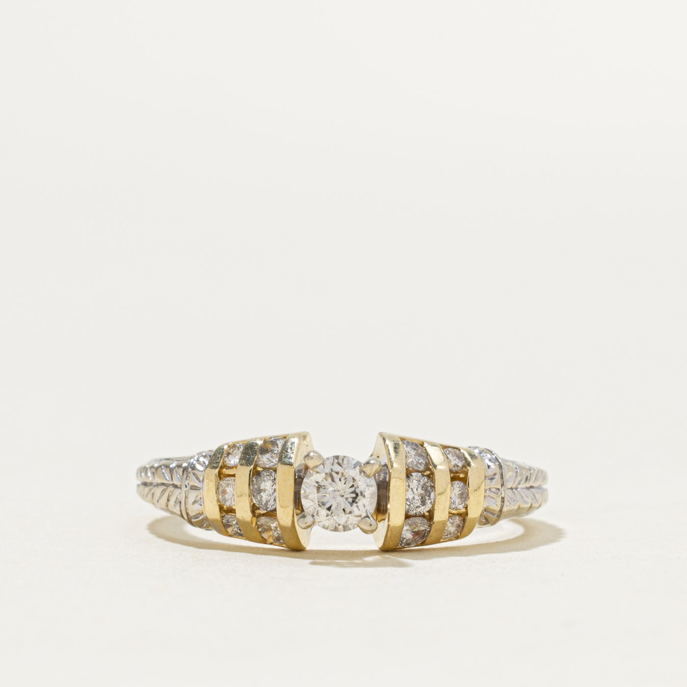 14k Diamond Channel Set Accented Engagement Ring | 0.36ctw | SZ 9