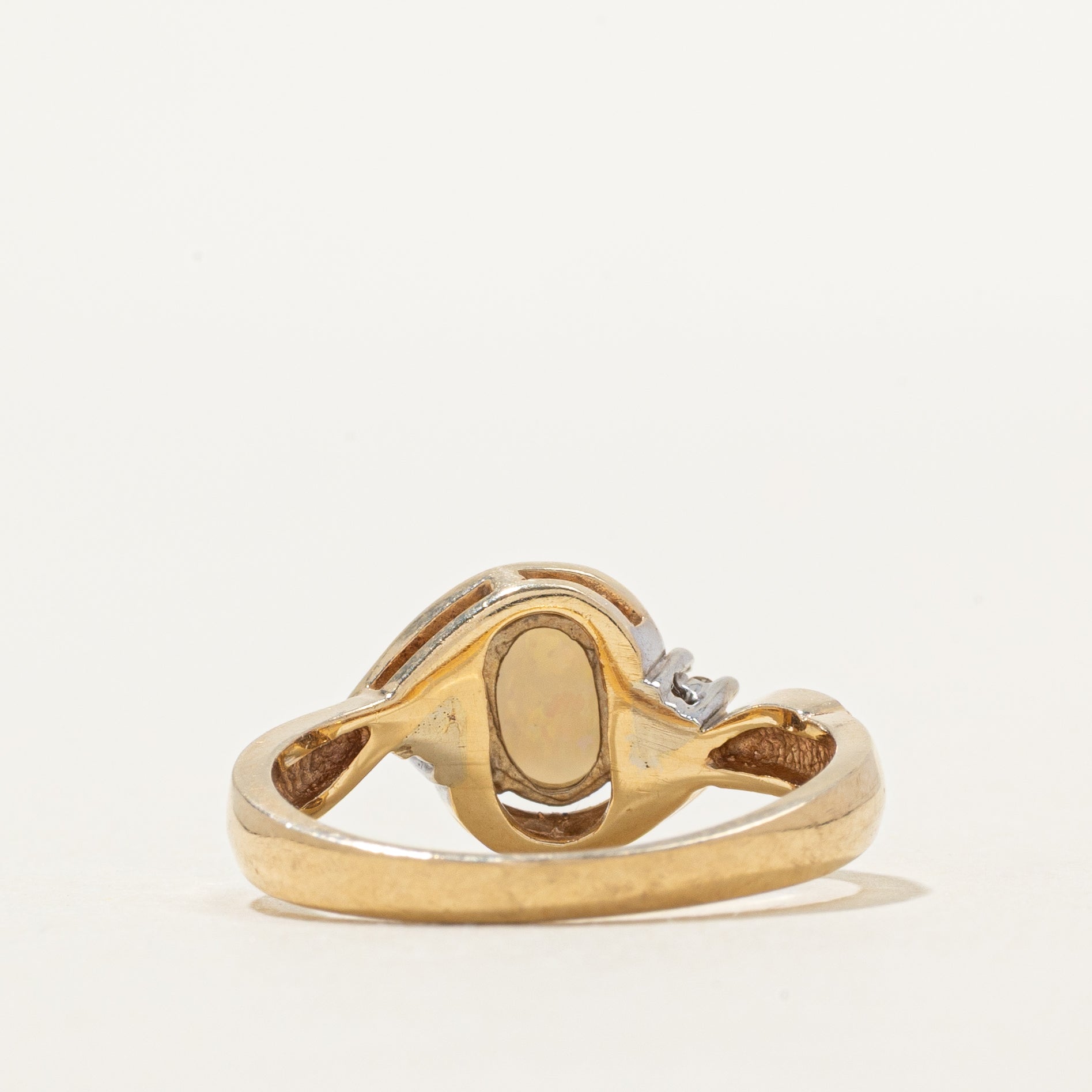 Cabochon Opal & Diamond Bypass Ring | 0.40ct, 0.06ctw | SZ 6.5