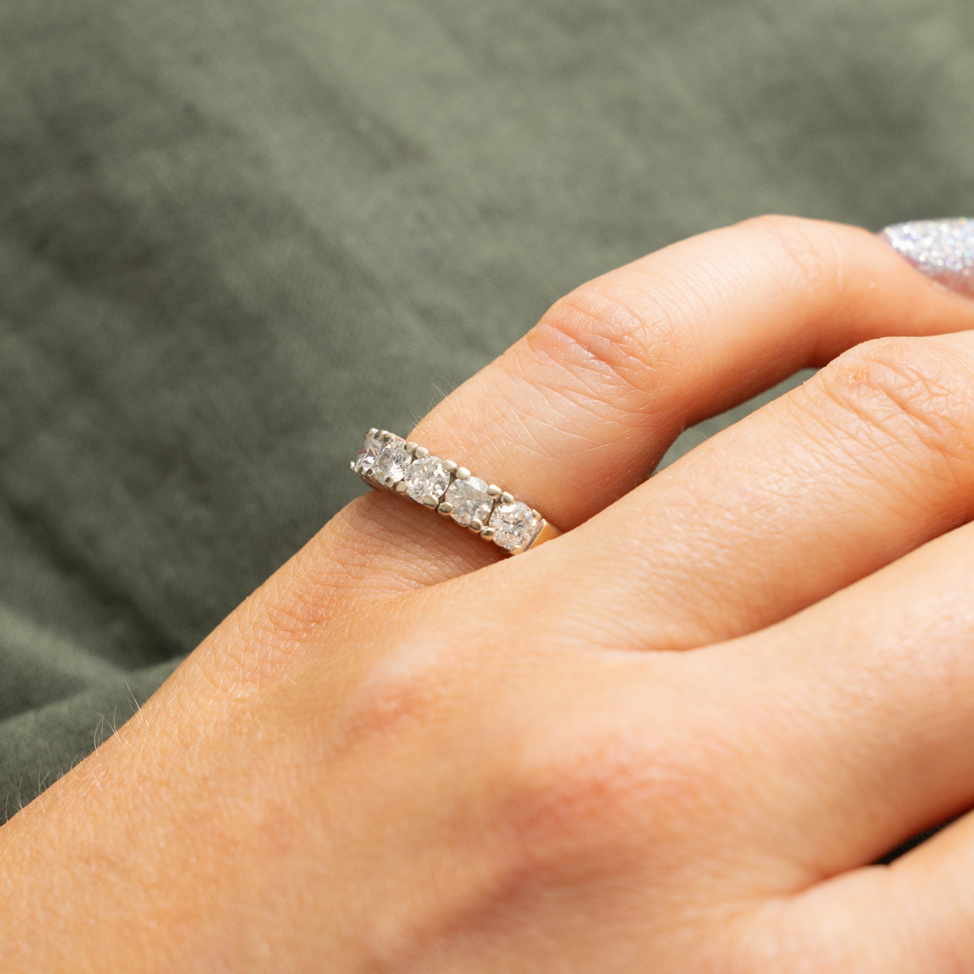 14k Five Stone Diamond Band | 0.95ctw | 4.2mm | SZ 4