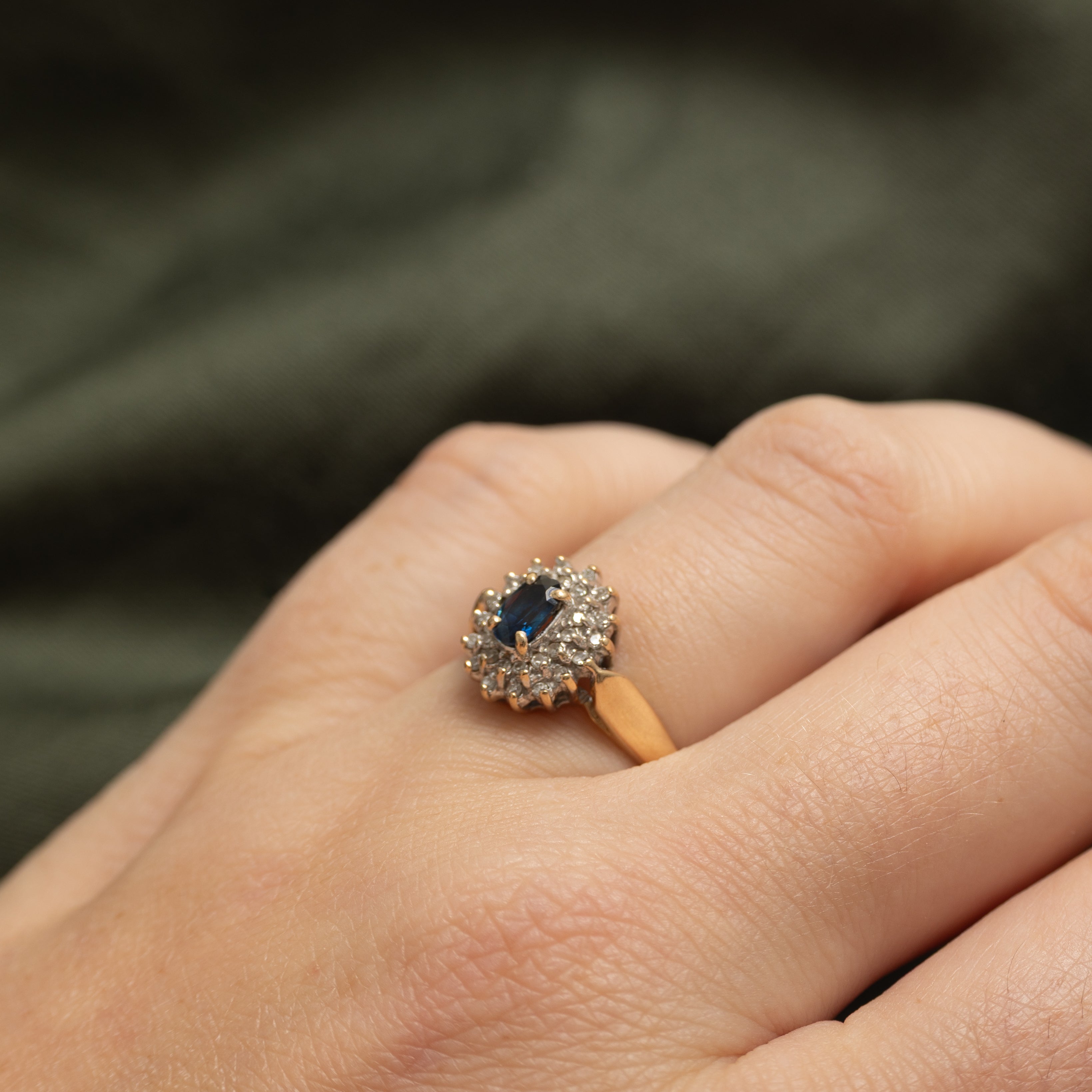 Sapphire & Diamond Halo Petal Ring | 0.28ct, 0.16ctw | SZ 6.5