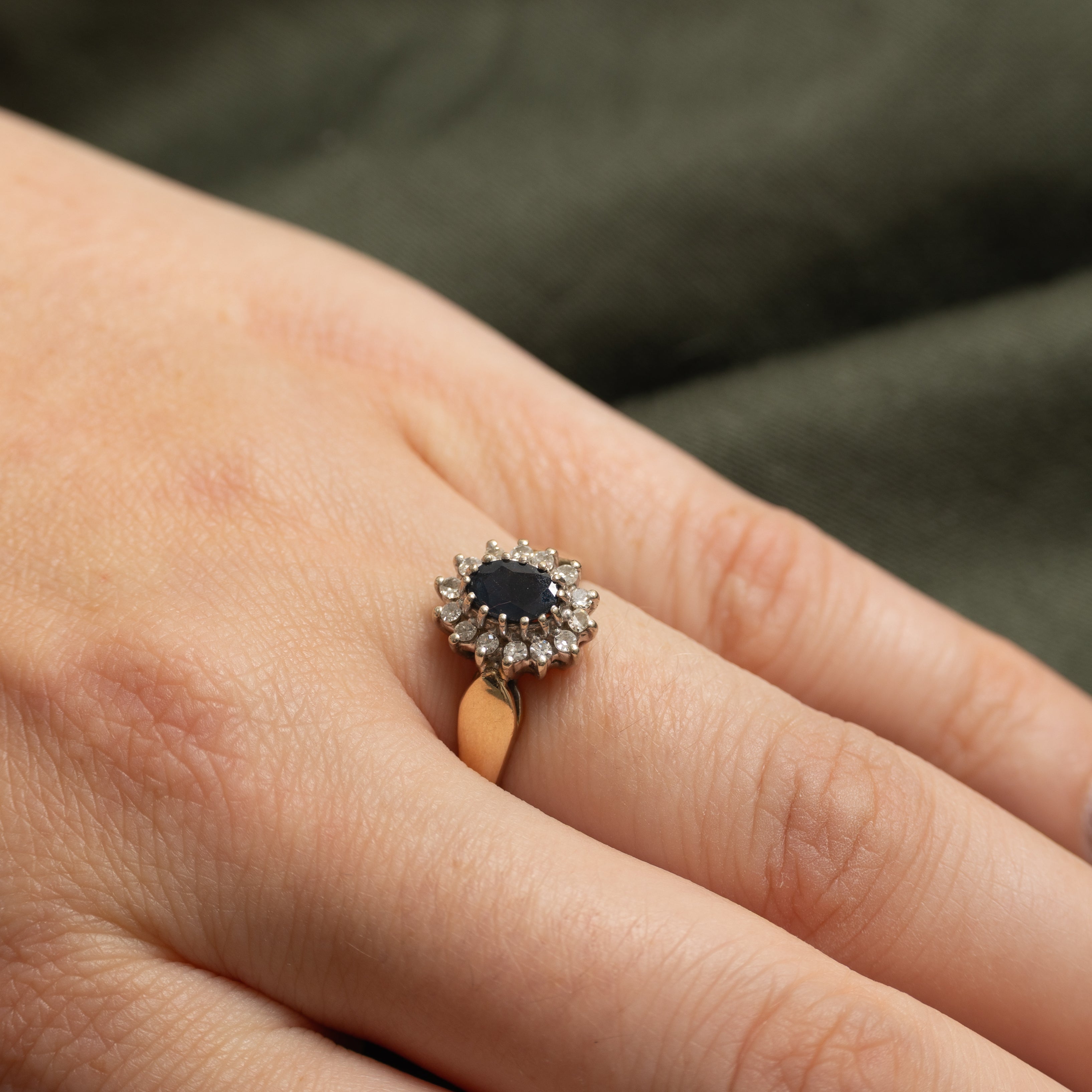 Sapphire & Diamond Halo Petal Ring | 0.51ct, 0.14ctw | SZ 6