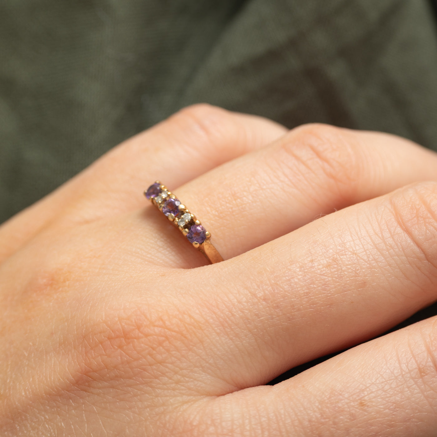Amethyst & Diamond Band | 0.24ctw, 0.03ctw | SZ 7