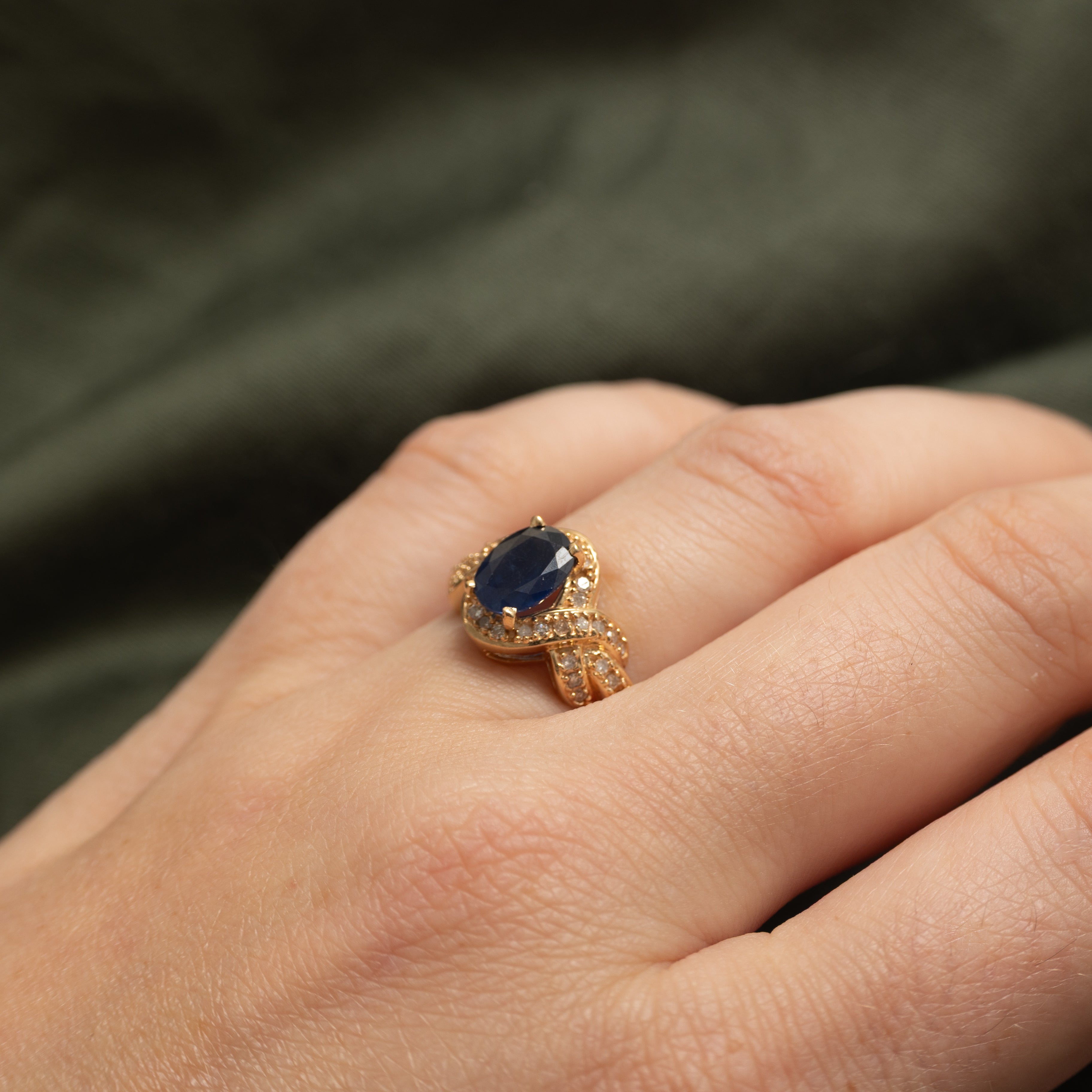 Sapphire & Diamond Double Cross Over Ring | 1.60ct, 0.19ctw | SZ 6