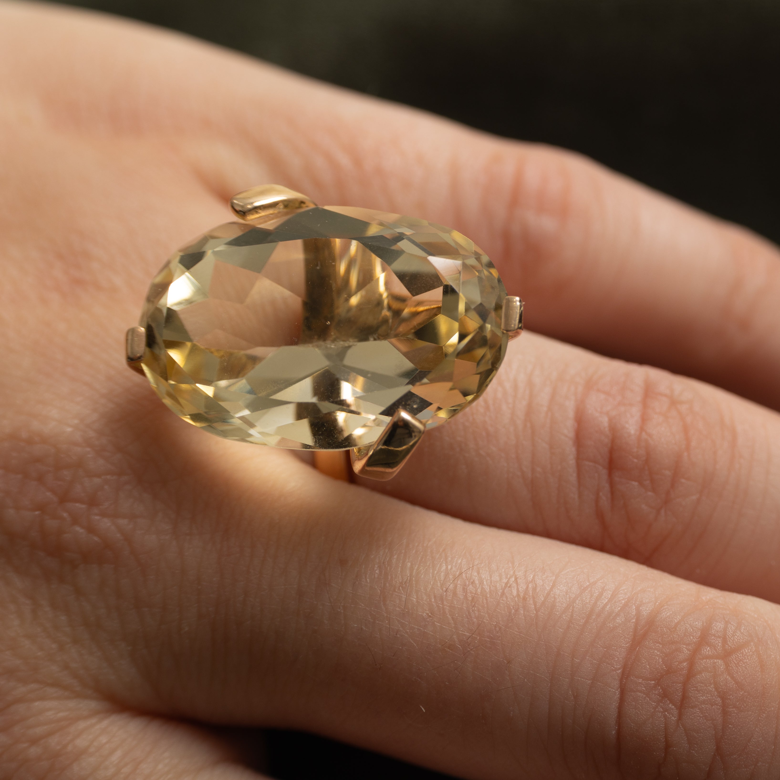 Oval Cut Citrine Cocktail Ring | 31.55ct | SZ 6