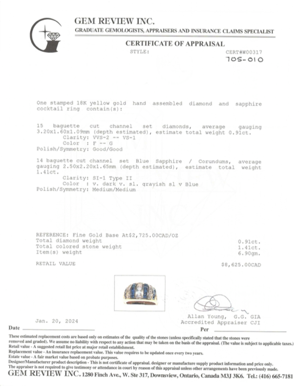 18k Diamond and Blue Sapphire Cocktail Ring | 0.91ctw, 1.41ctw | SZ 4.75